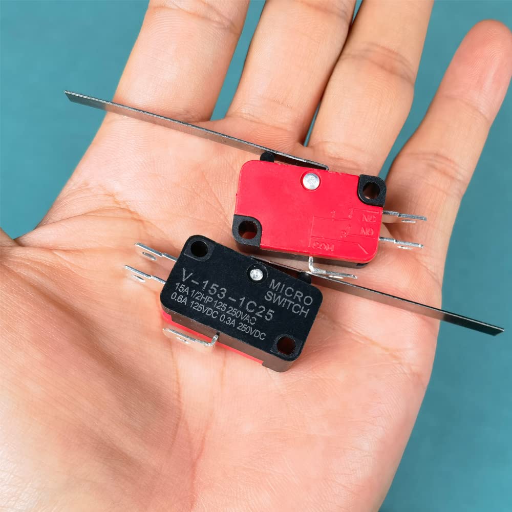 GUUZI 10pcs V-153-1C25 Momentary Micro Limit Switch Long Straight Hinge Lever Arm SPDT Snap Switch for Arduino - Image 2
