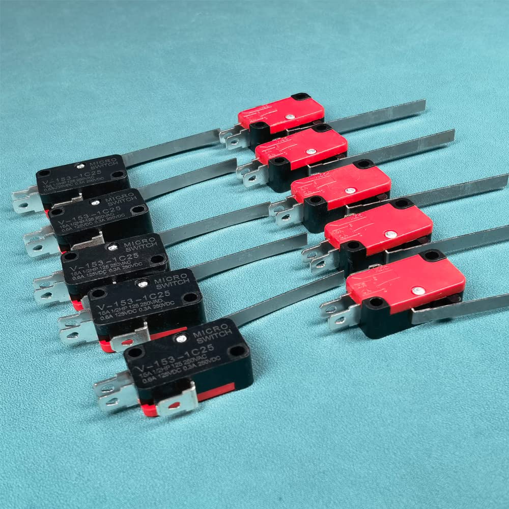 GUUZI 10pcs V-153-1C25 Momentary Micro Limit Switch Long Straight Hinge Lever Arm SPDT Snap Switch for Arduino - Image 3