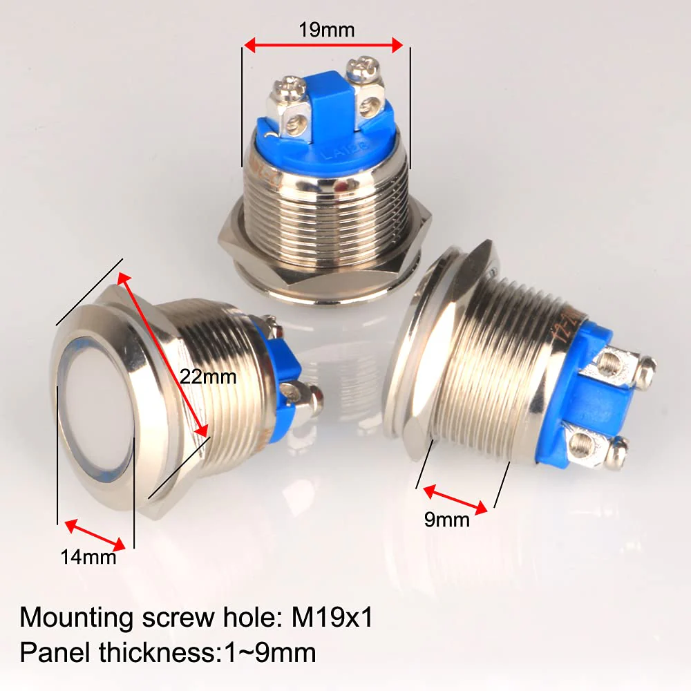 GUUZI 5pcs 12V-24V 19mm LED Metal Indicator Light Waterproof Signal Lamp with Wire (White) White-19 mm - Image 4