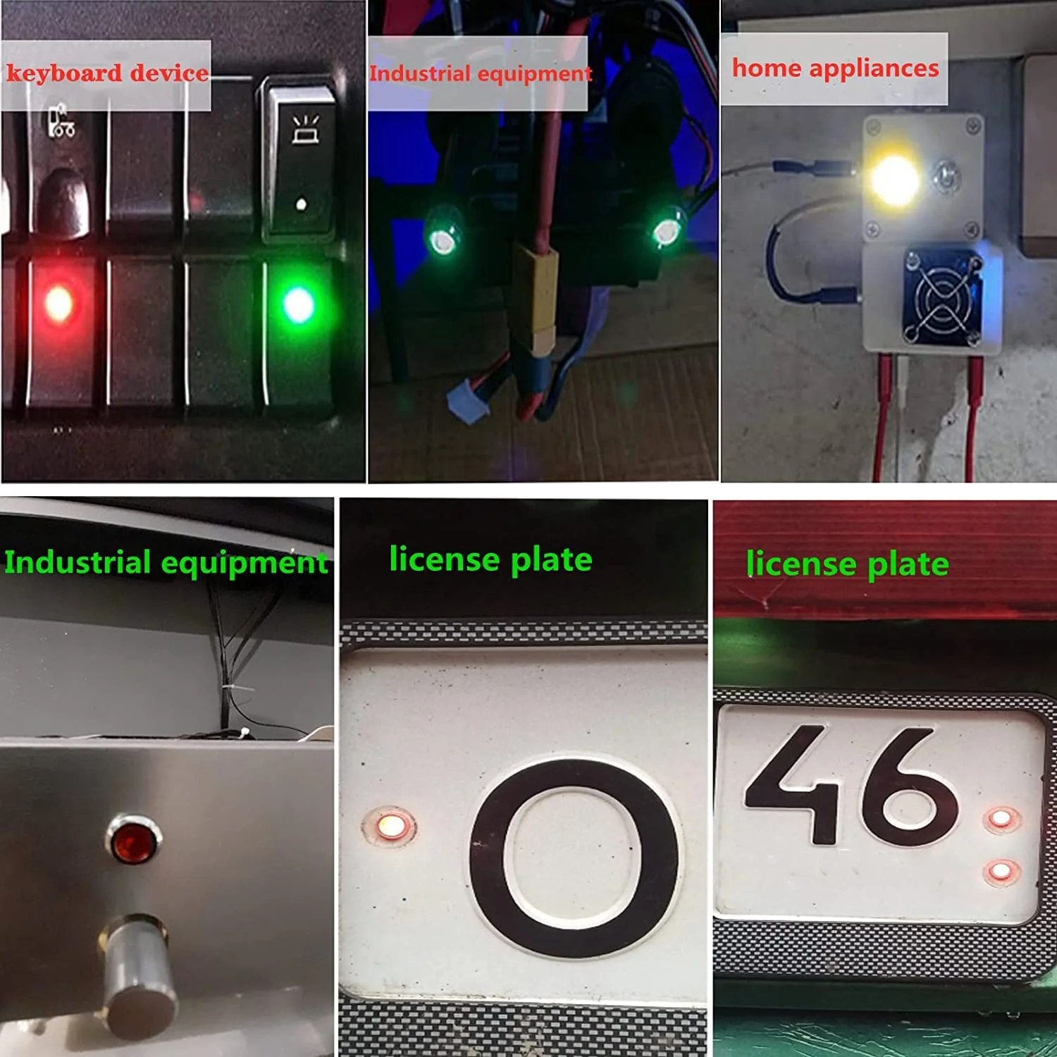 GUUZI 8mm LED Indicator Light 12-24V Waterproof Signal Light Metal Plate LED Indicator Signal Light Plate Mount Flat Head with Wires Silver Housing (Red, 6 Pieces) Red - Image 7