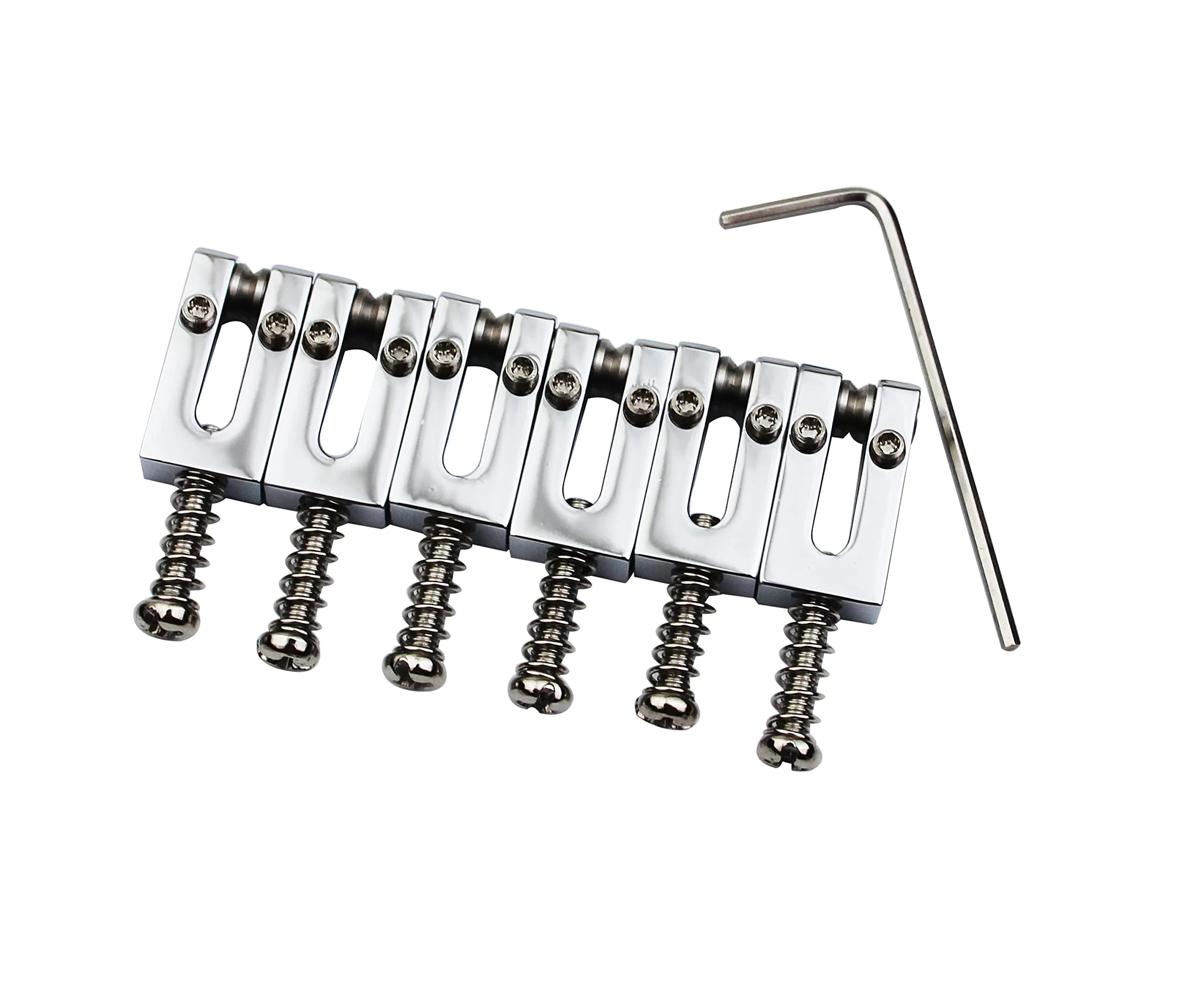 Guyker 10.5MM Guitar Tremolo Bridge Saddles - Brass Modern Guitar Saddles Compatible with Strat ST Tele TL Electric Guitar (6 Pack, Chrome) 10.5mm string spacing - Image 2