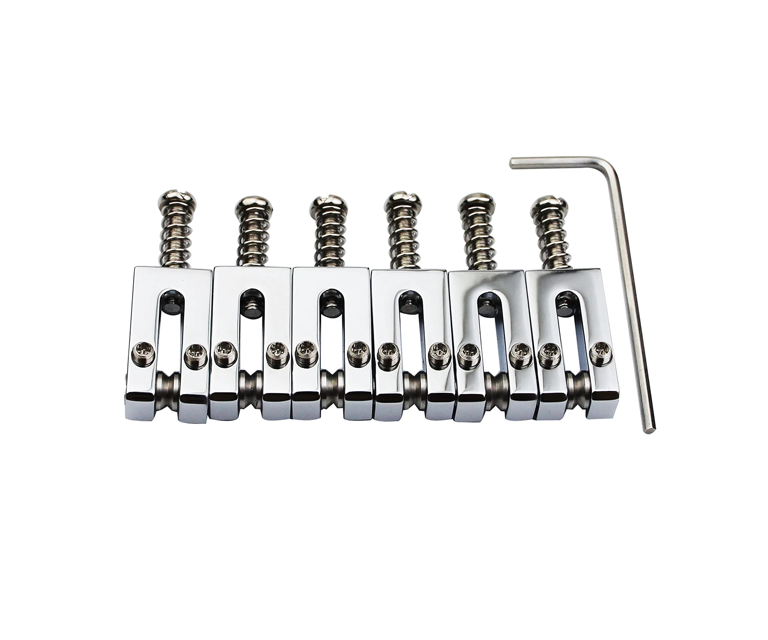 Guyker 10.5MM Guitar Tremolo Bridge Saddles - Brass Modern Guitar Saddles Compatible with Strat ST Tele TL Electric Guitar (6 Pack, Chrome) 10.5mm string spacing - Image 3