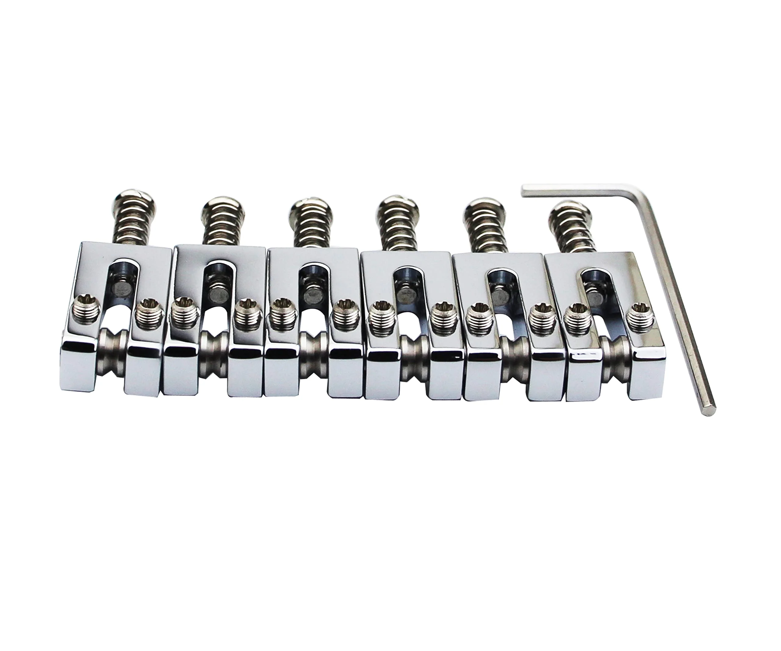 Guyker 10.5MM Guitar Tremolo Bridge Saddles - Brass Modern Guitar Saddles Compatible with Strat ST Tele TL Electric Guitar (6 Pack, Chrome) 10.5mm string spacing - Image 4