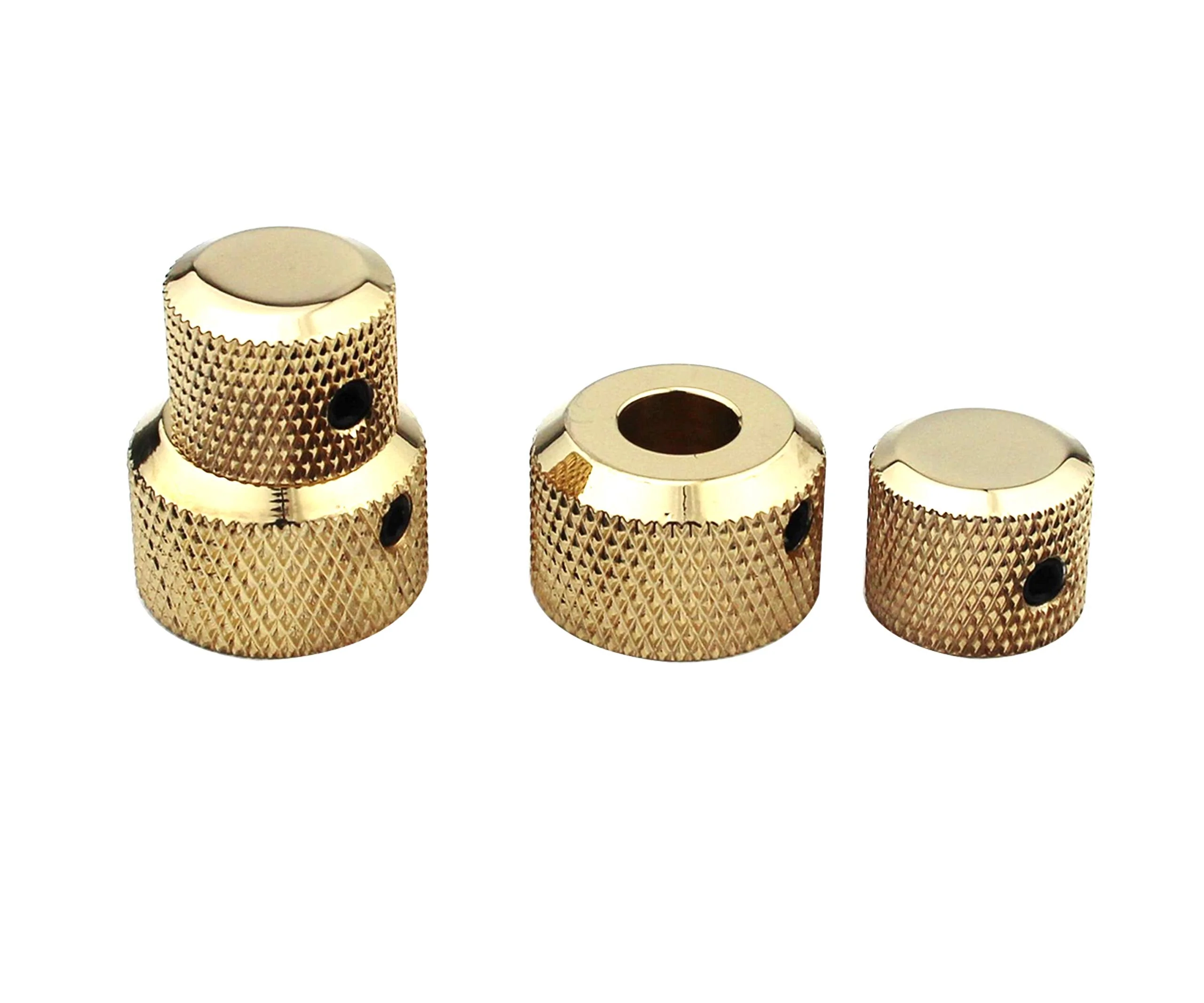 Guyker 2Pcs Brass Concentric Stacked Knobs, Dual Knurled Control Knobs, High Grade Dome Volume Tone Knob Replacement for Electric Guitar or Precision Bass - CNC Machined (Golden) Golden - Image 2