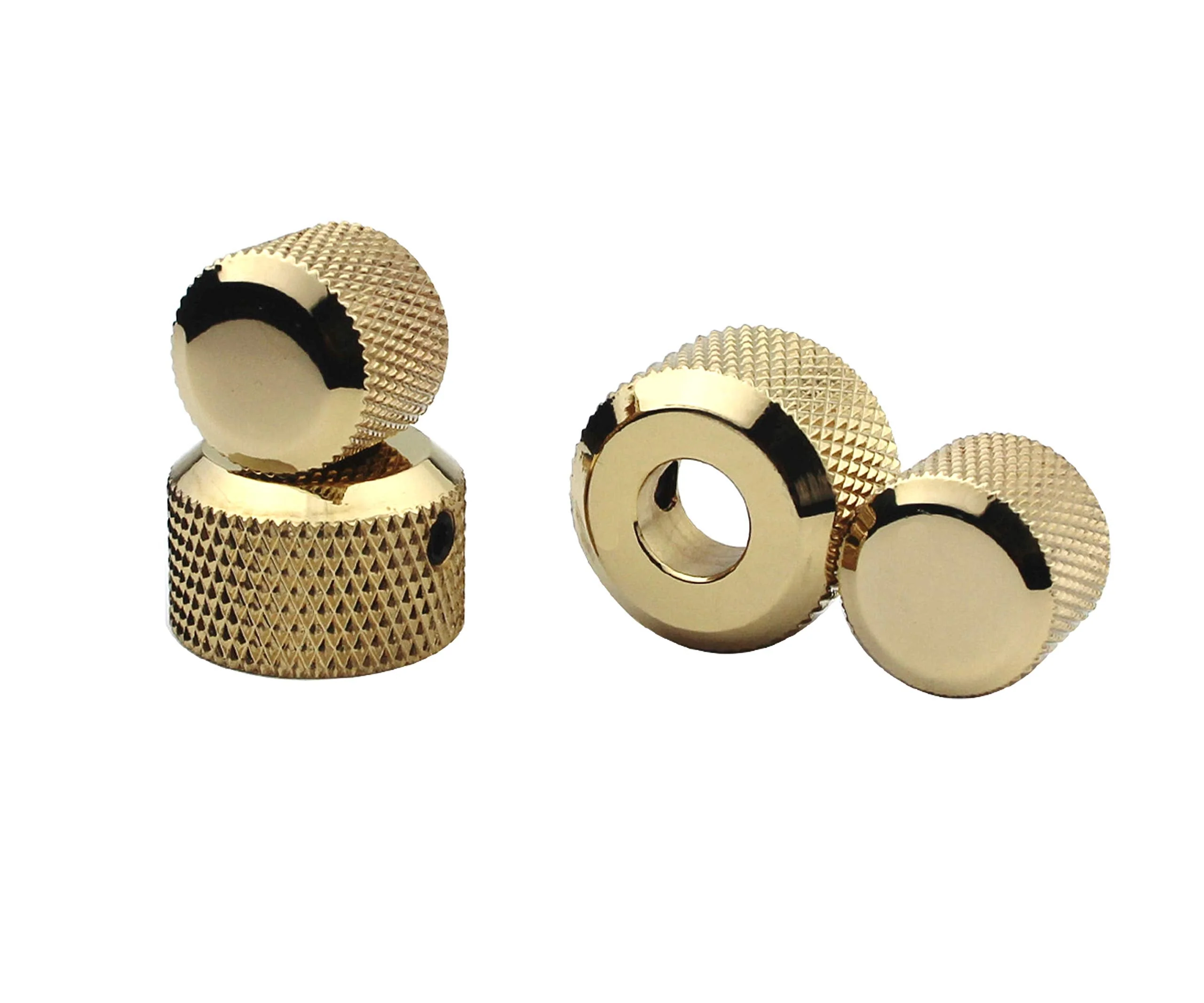 Guyker 2Pcs Brass Concentric Stacked Knobs, Dual Knurled Control Knobs, High Grade Dome Volume Tone Knob Replacement for Electric Guitar or Precision Bass - CNC Machined (Golden) Golden - Image 3