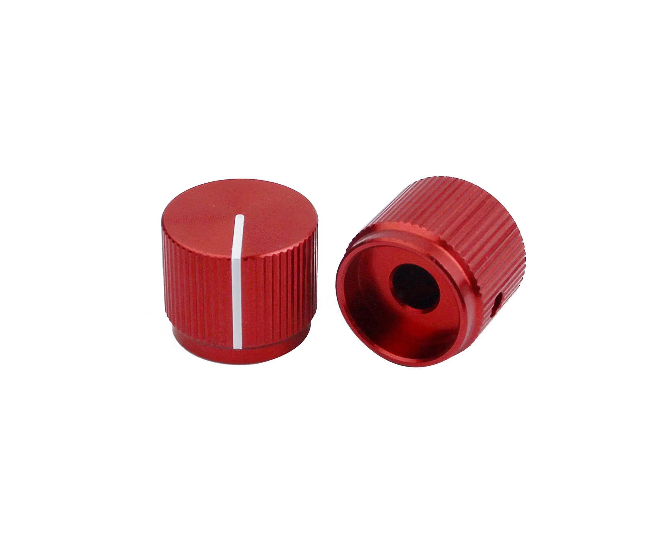 Guyker 3Pcs Guitar Aluminum Flat Alloy Top Control Knobs Dia. 6mm(0.24") Shaft Pots - Dome Tuning Potentiometer Knob Replacement Part for Electric Guitar or Precision Bass, red - Image 3