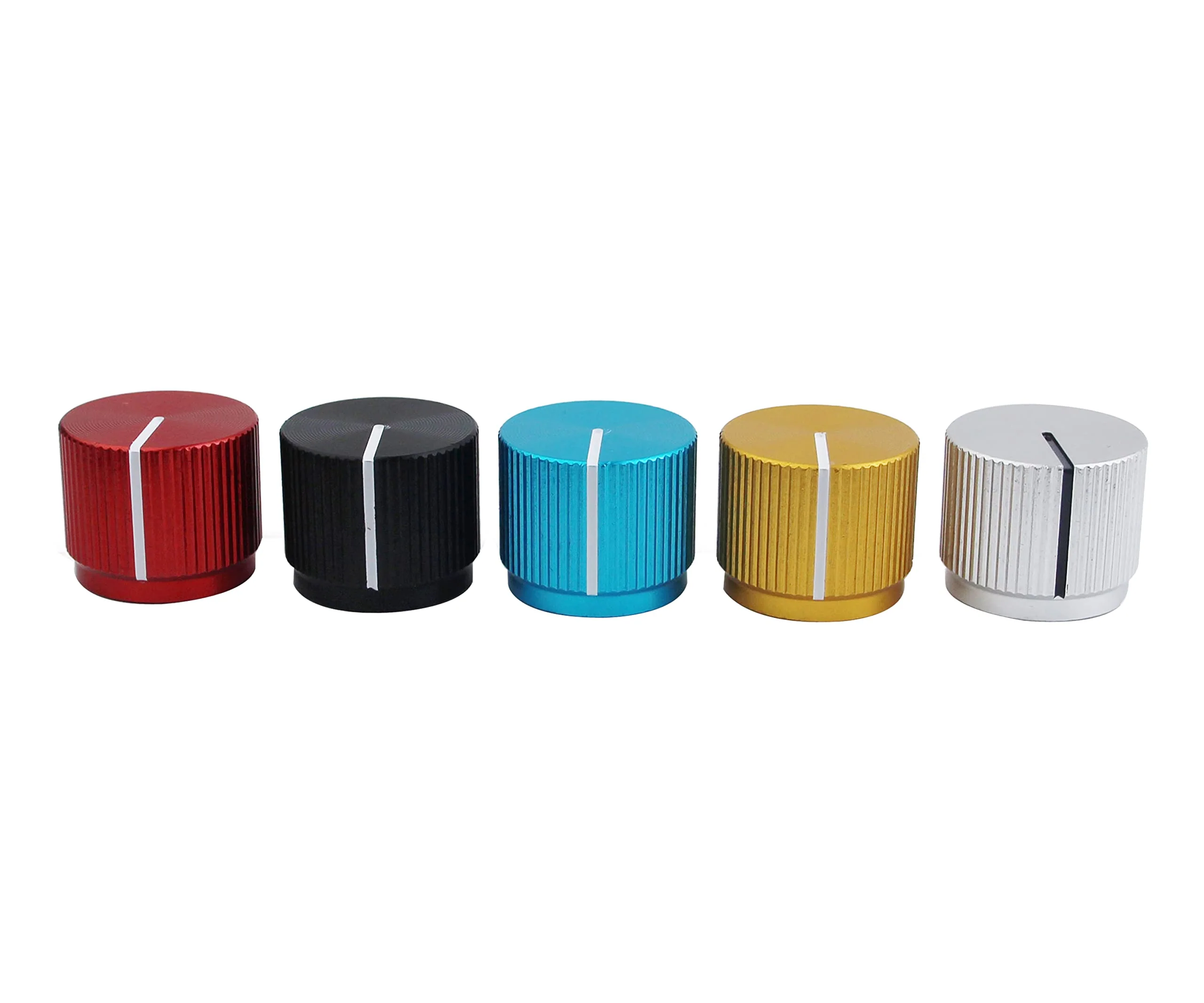 Guyker 3Pcs Guitar Aluminum Flat Alloy Top Control Knobs Dia. 6mm(0.24") Shaft Pots - Dome Tuning Potentiometer Knob Replacement Part for Electric Guitar or Precision Bass, red - Image 4