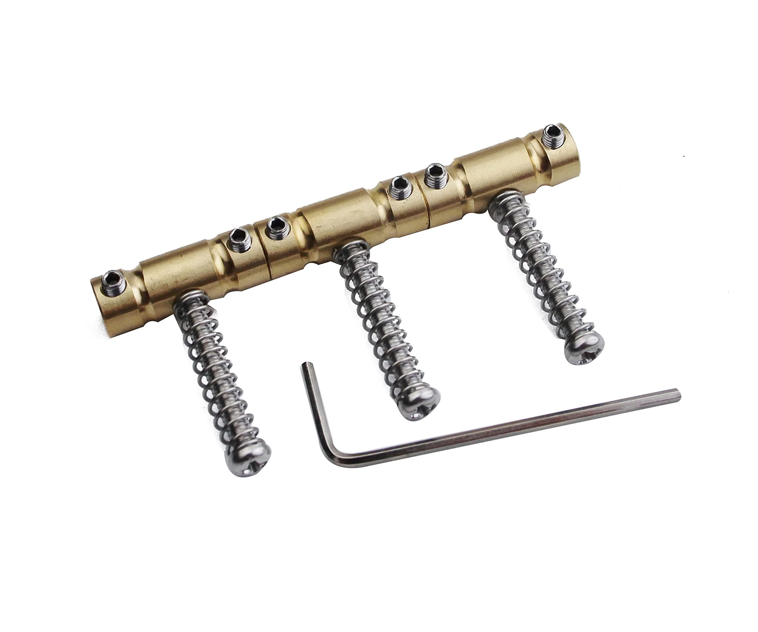 Guyker 3Pcs Guitar Bridge Saddles Brass GOTOH Saddles Set, 10.8mm In-Tune Compensated Saddle with Wrench Highgrade Replacement Part Compatible with Tele TL Guitar - Image 2