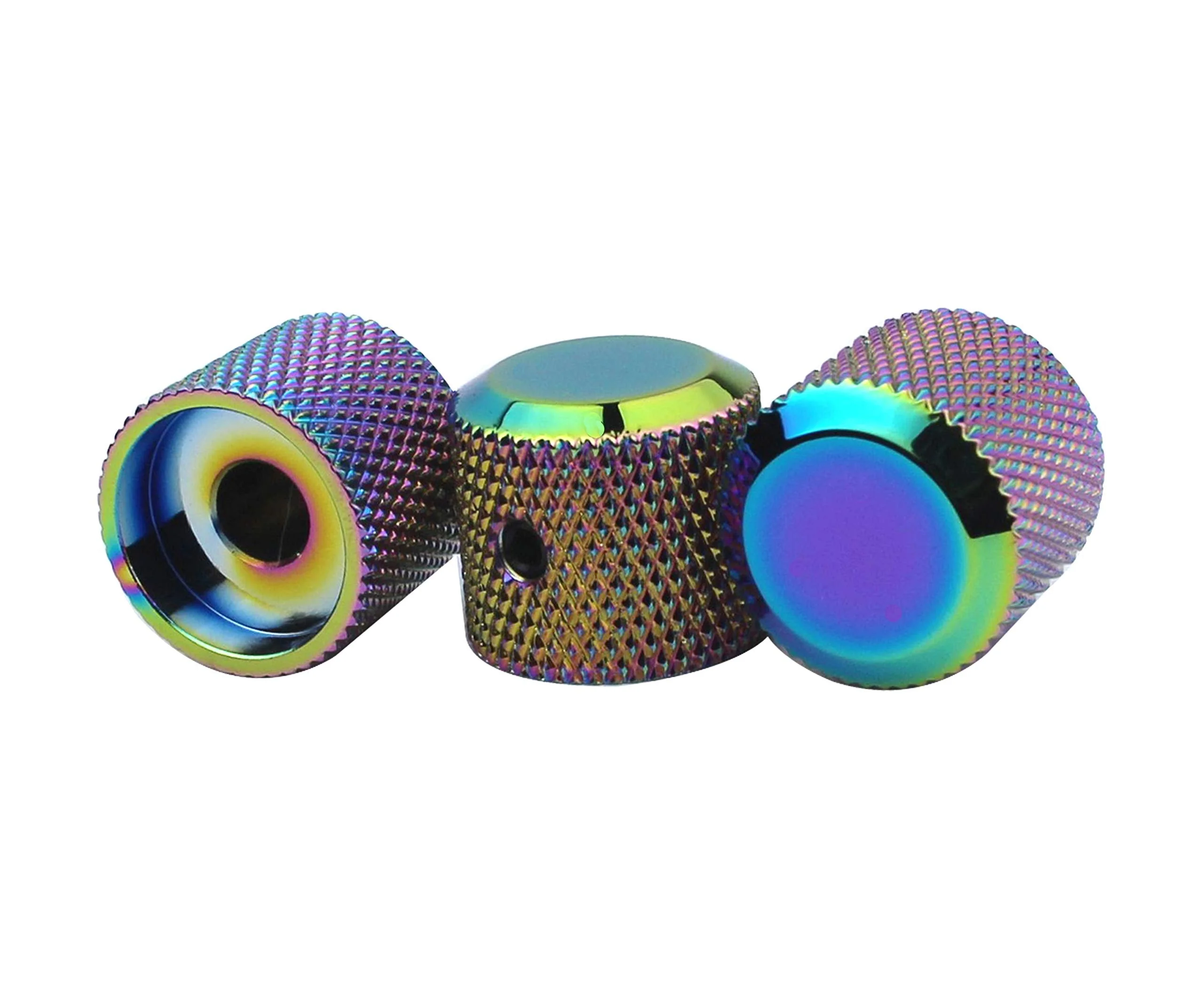 Guyker 3Pcs Potentiometer Control Knobs with 6mm(0.24”) Dia. Shaft Pot - High Grade Knurled Volume Tuning Audio Knob Replacement for Electric Guitar or Precision Bass - CNC Machined(Rainbow Chameleon) Rainbow Chameleon - Image 3