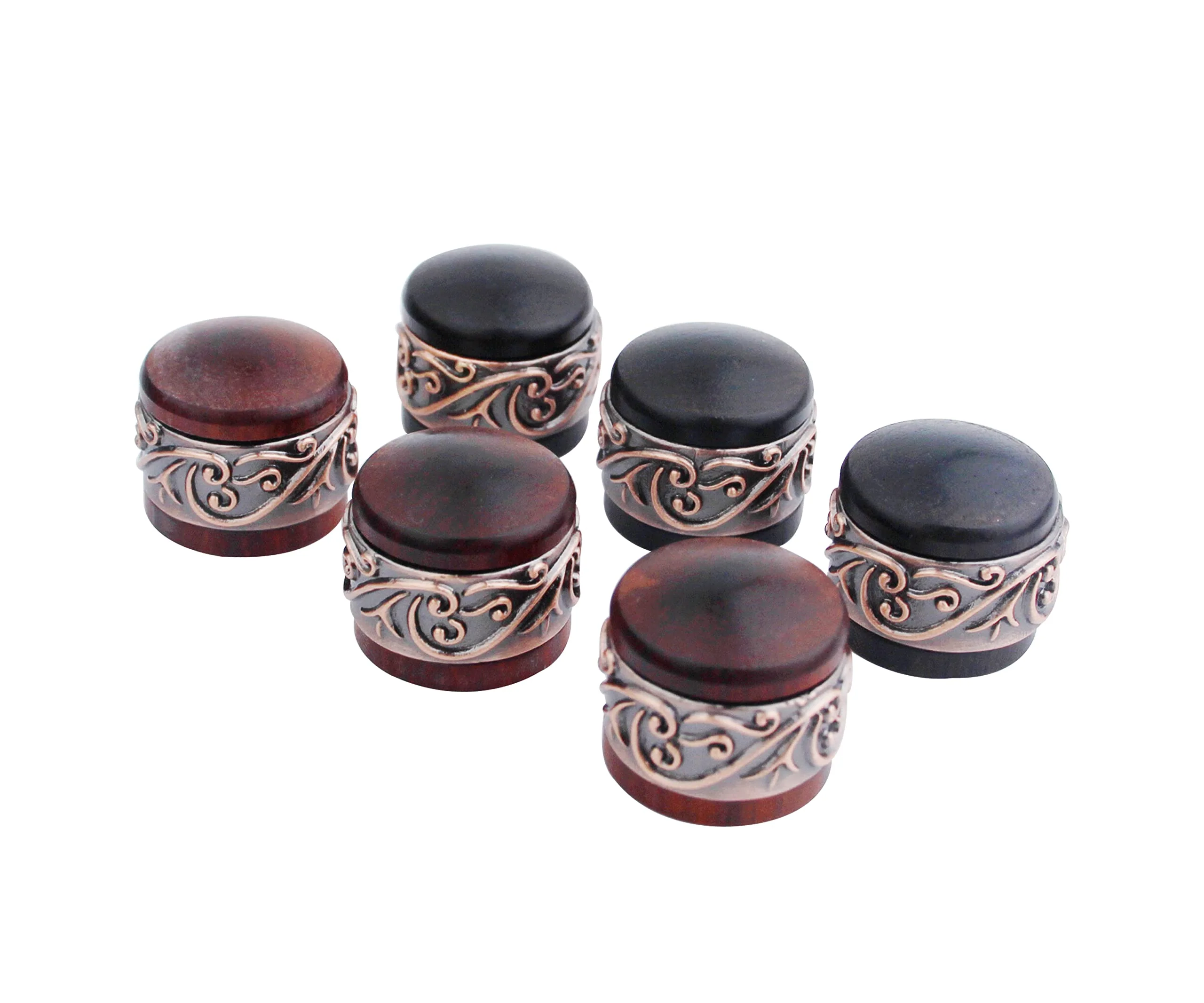 Guyker 3Pcs Red Sandalwood Potentiometer Control Knobs Dia. 6mm (0.24") Shaft Pots - Long Grass Flower Around Dome Speed Tone Volume Knob Guitar Bass - Antique Gold Red -antique gold around - Image 3