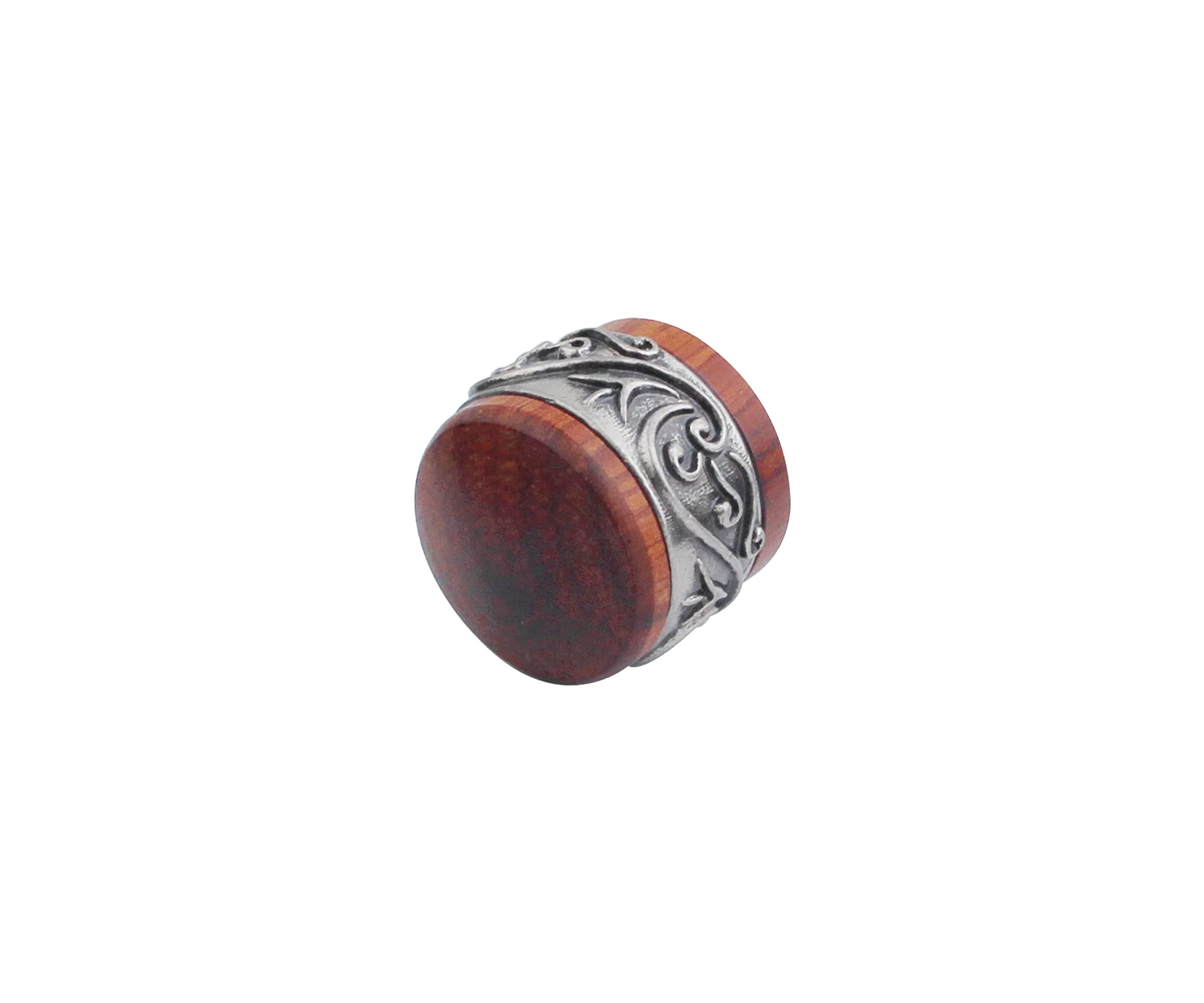 Guyker 3Pcs Red Sandalwood Potentiometer Control Knobs Dia. 6mm (0.24") Shaft Pots - Long Grass Flower Around Dome Speed Tone Volume Knob Guitar Bass - Antique Silver Red -antique silver around - Image 3