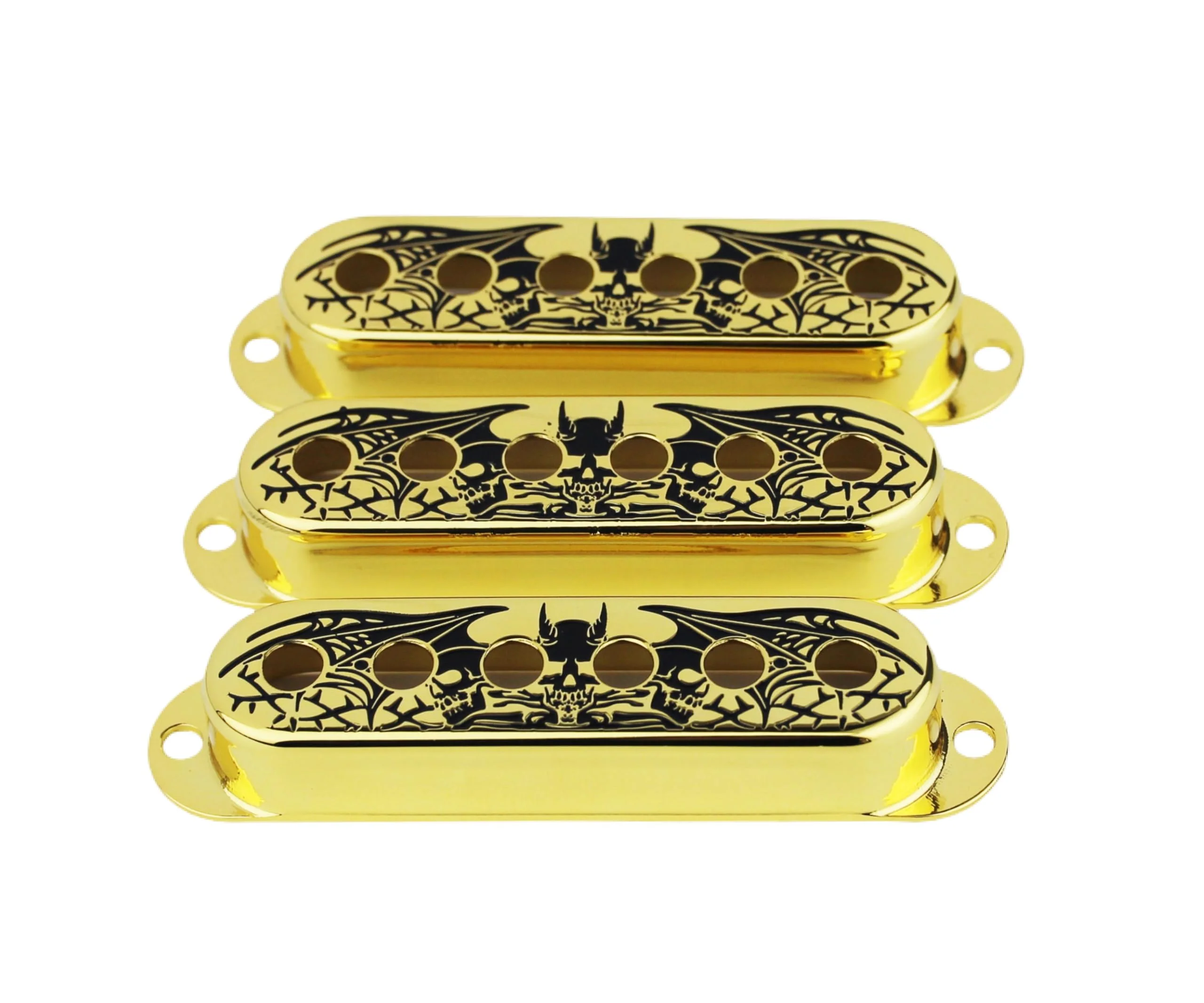 Guyker 3Pcs Single Coil Guitar Pickup Covers (52mm Pole Spacing), Copper Pickup Mounting Ring Set Guitar Accessories Replacement Part Wing Surface, (PS003, Gold) PS003, Gold - Image 2