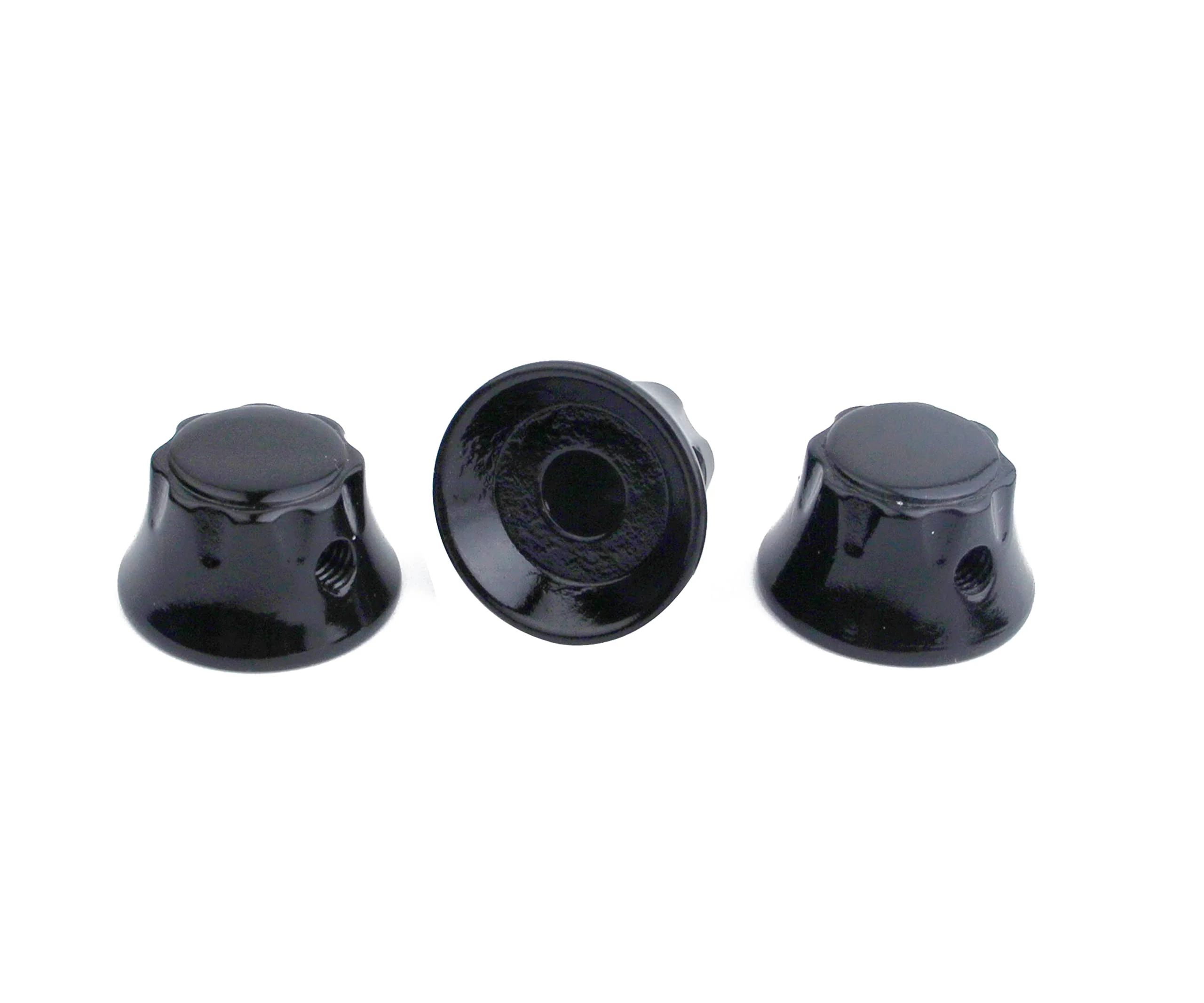 Guyker 3Pcs Top Hat Guitar Potentiometer Control Knobs 6mm Dia. Shaft Pots - Brass Bell Cap Speed Tone Volume Knob Replacement Parts for Electric Guitar or Precision Bass - black - Image 2