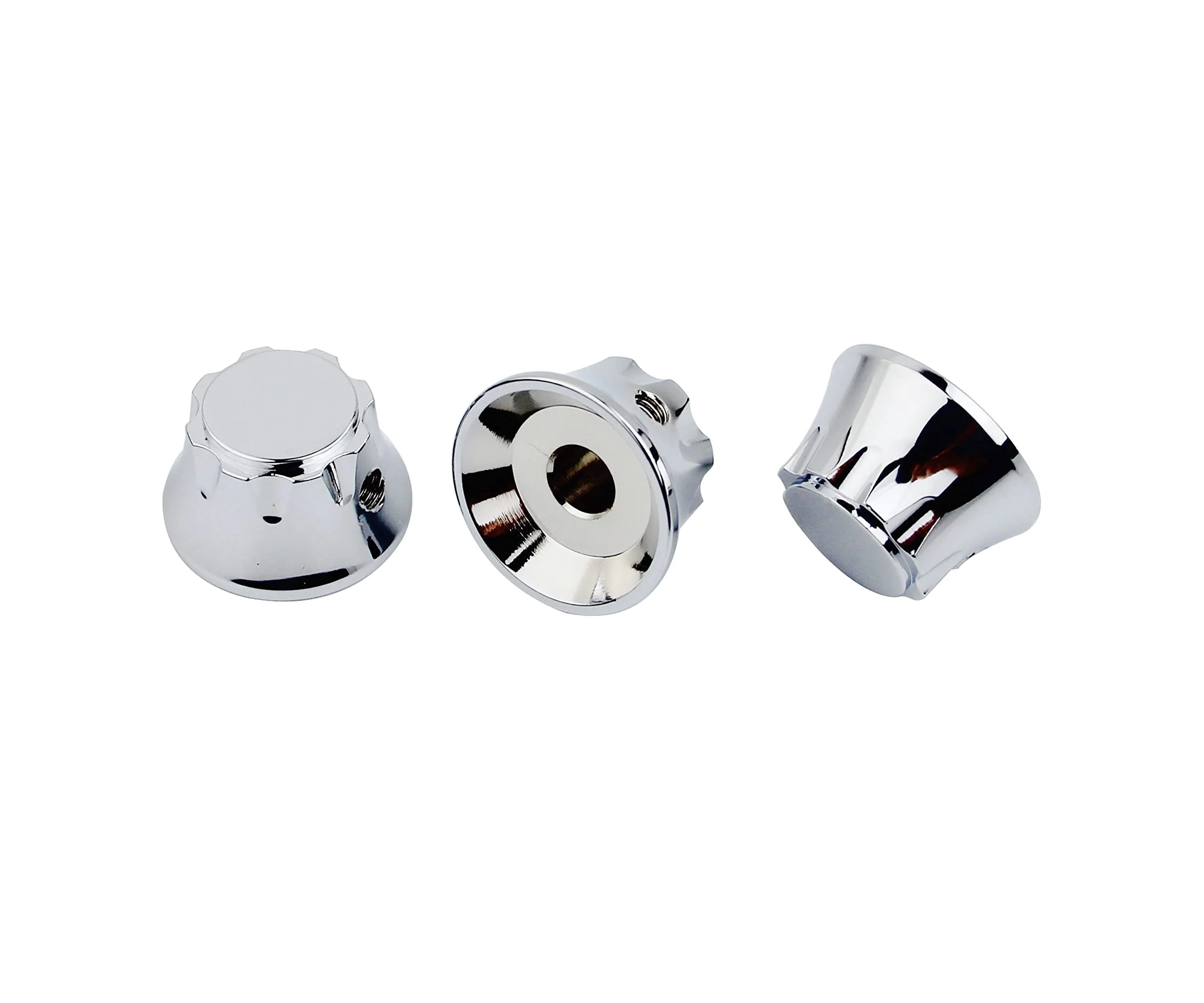 Guyker 3Pcs Top Hat Guitar Potentiometer Control Knobs 6mm Dia. Shaft Pots - Brass Bell Cap Speed Tone Volume Knob Replacement Parts for Electric Guitar or Precision Bass - chrome - Image 2