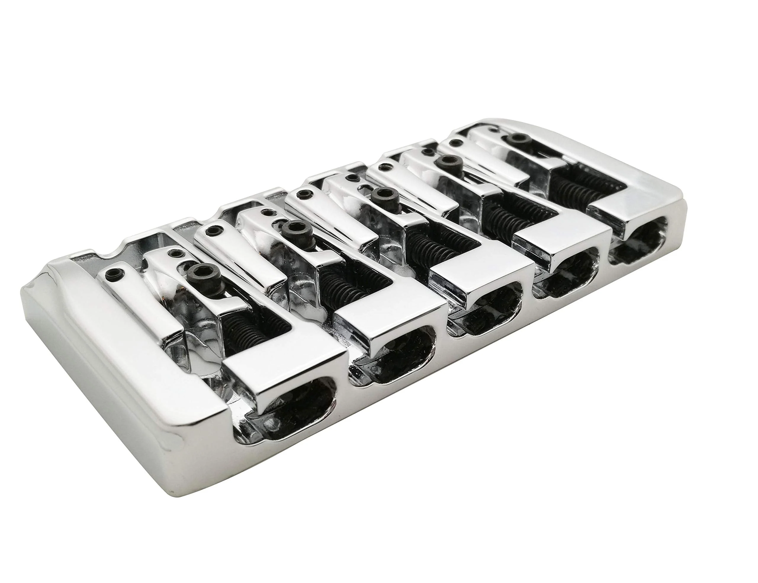 Guyker 5 String Bass Bridge with Locking Zinc Saddles – Dual Load Type A Bridges String Space 19mm Replacement for Jazz Bass or Precision Electric Instruments (Chrome) Chrome - Image 2
