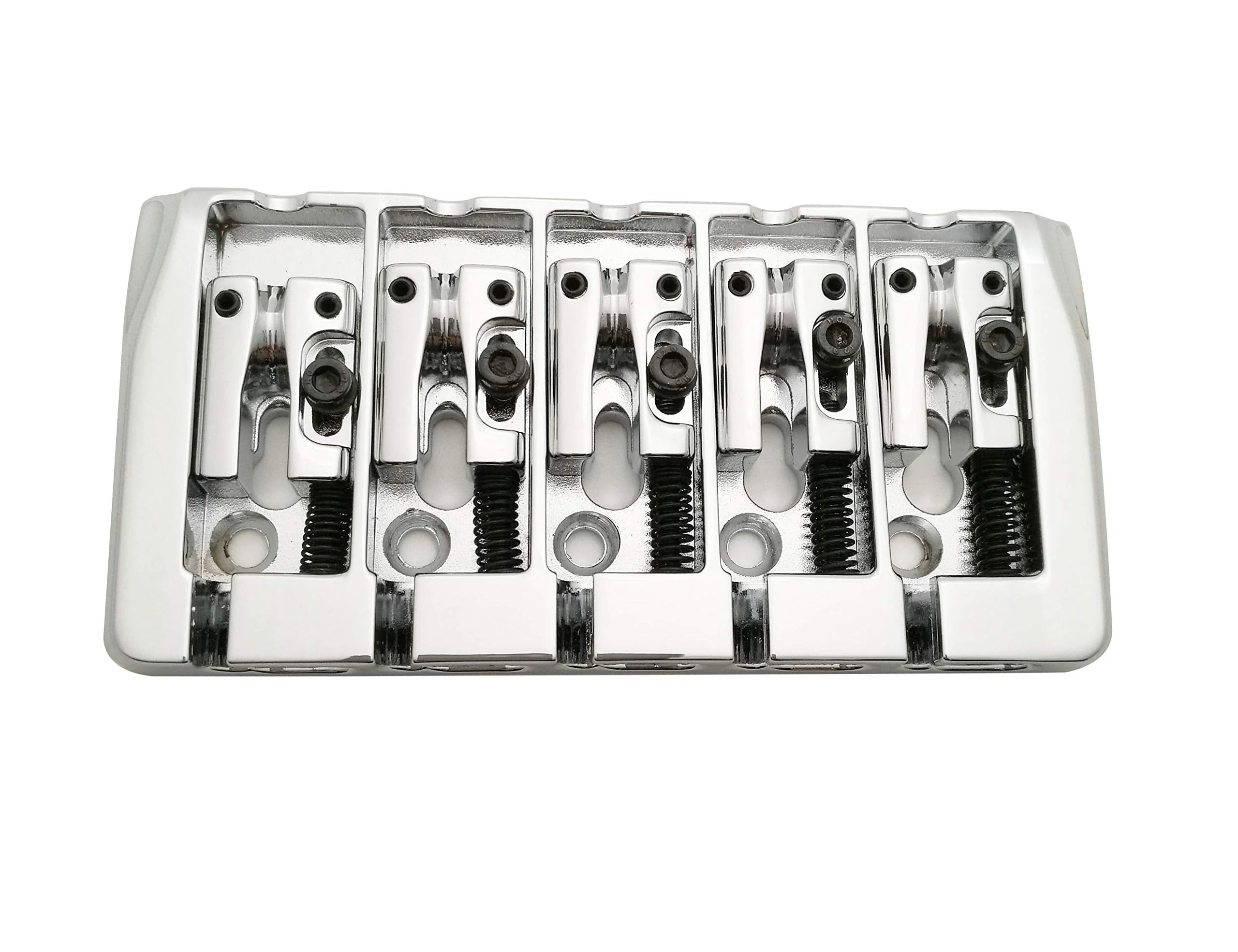 Guyker 5 String Bass Bridge with Locking Zinc Saddles – Dual Load Type A Bridges String Space 19mm Replacement for Jazz Bass or Precision Electric Instruments (Chrome) Chrome - Image 3
