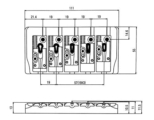 Guyker 5 String Bass Bridge with Locking Zinc Saddles – Dual Load Type A Bridges String Space 19mm Replacement for Jazz Bass or Precision Electric Instruments (Chrome) Chrome - Image 5