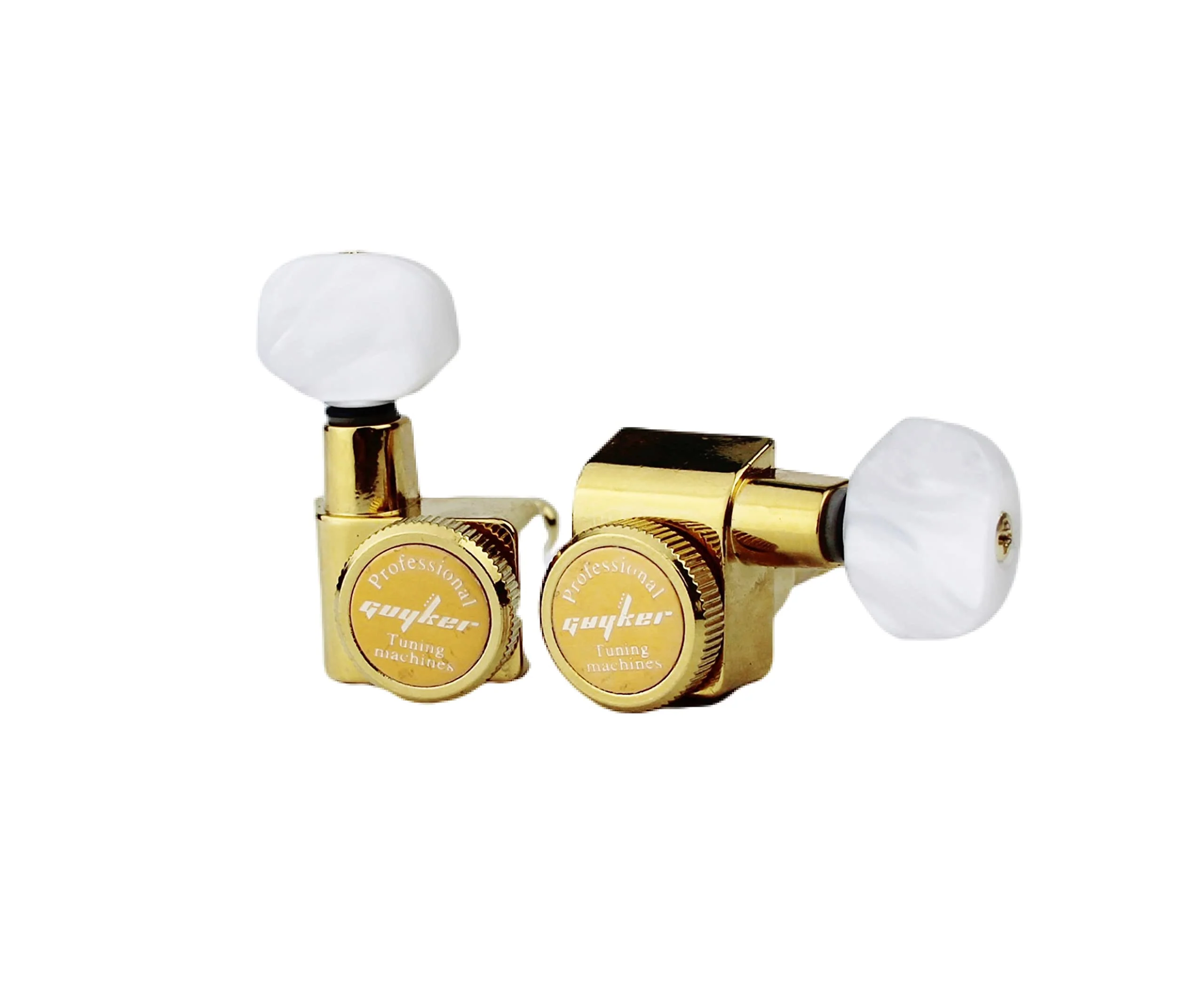 Guyker 6 In-line Guitar Locking Tuners – 1:18 Lock String Tuning Key Pegs Machine Heads for Folk Classical Acoustic Electric Guitar – Pearl Buttons, Golden Gold, Pearl Handle - Image 3