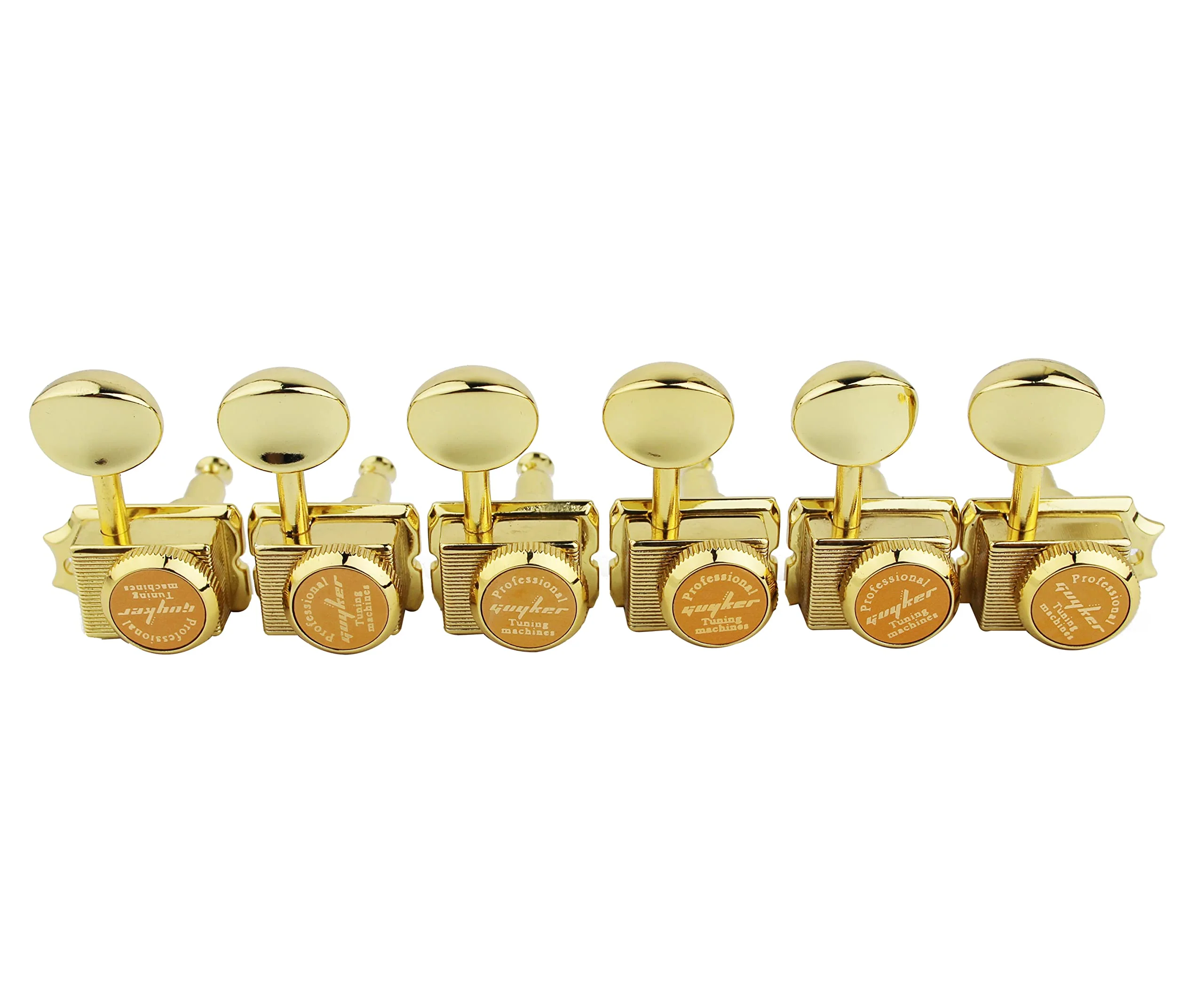 Guyker 6-in-line Vintage Guitar Lock String Tuners – Locking Tuning Key Pegs Machine Heads Replacement Parts for ST TL Style Electric Guitars Gear Ratio 1:15 – gold Golden - Image 3