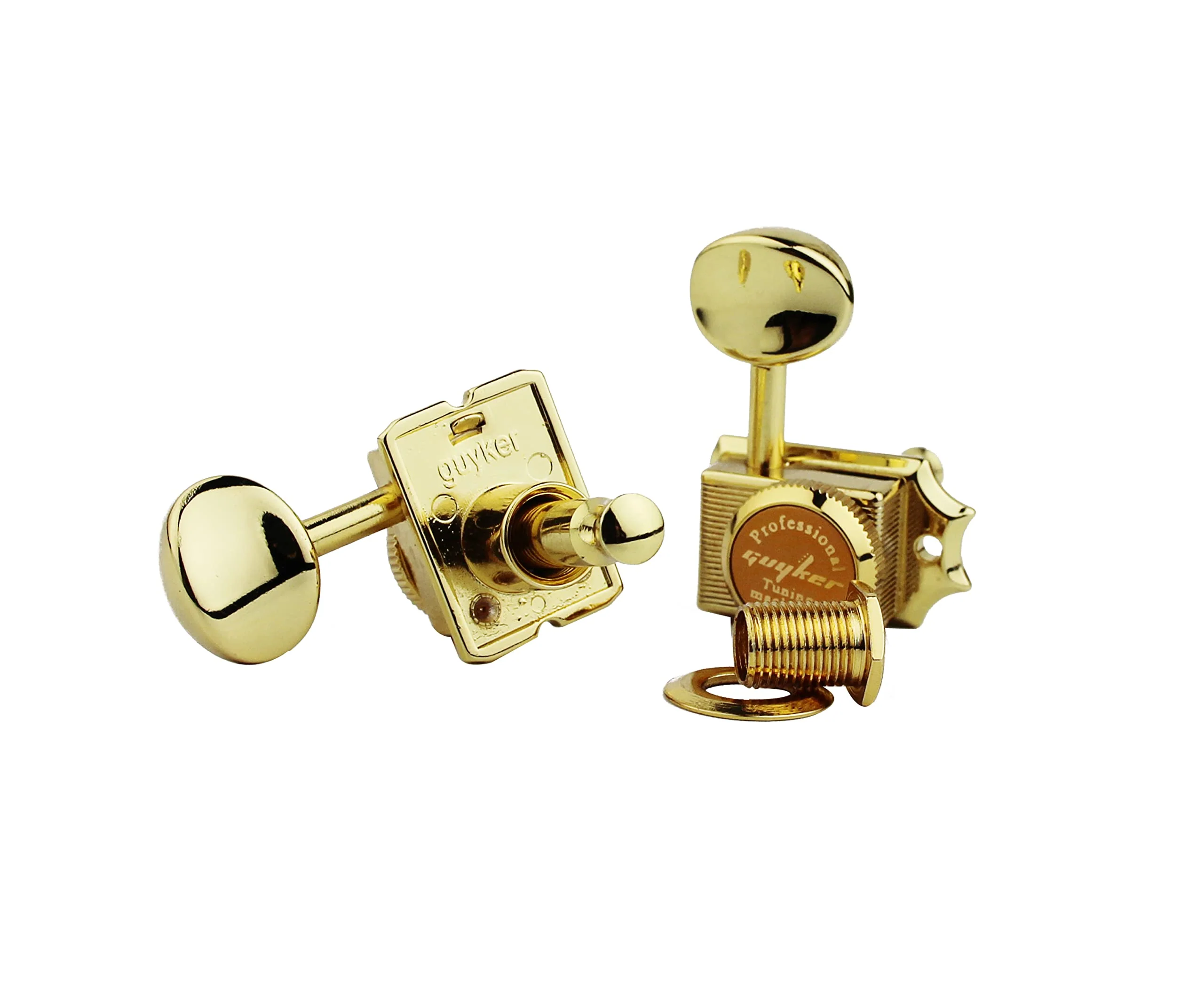 Guyker 6-in-line Vintage Guitar Lock String Tuners – Locking Tuning Key Pegs Machine Heads Replacement Parts for ST TL Style Electric Guitars Gear Ratio 1:15 – gold Golden - Image 4