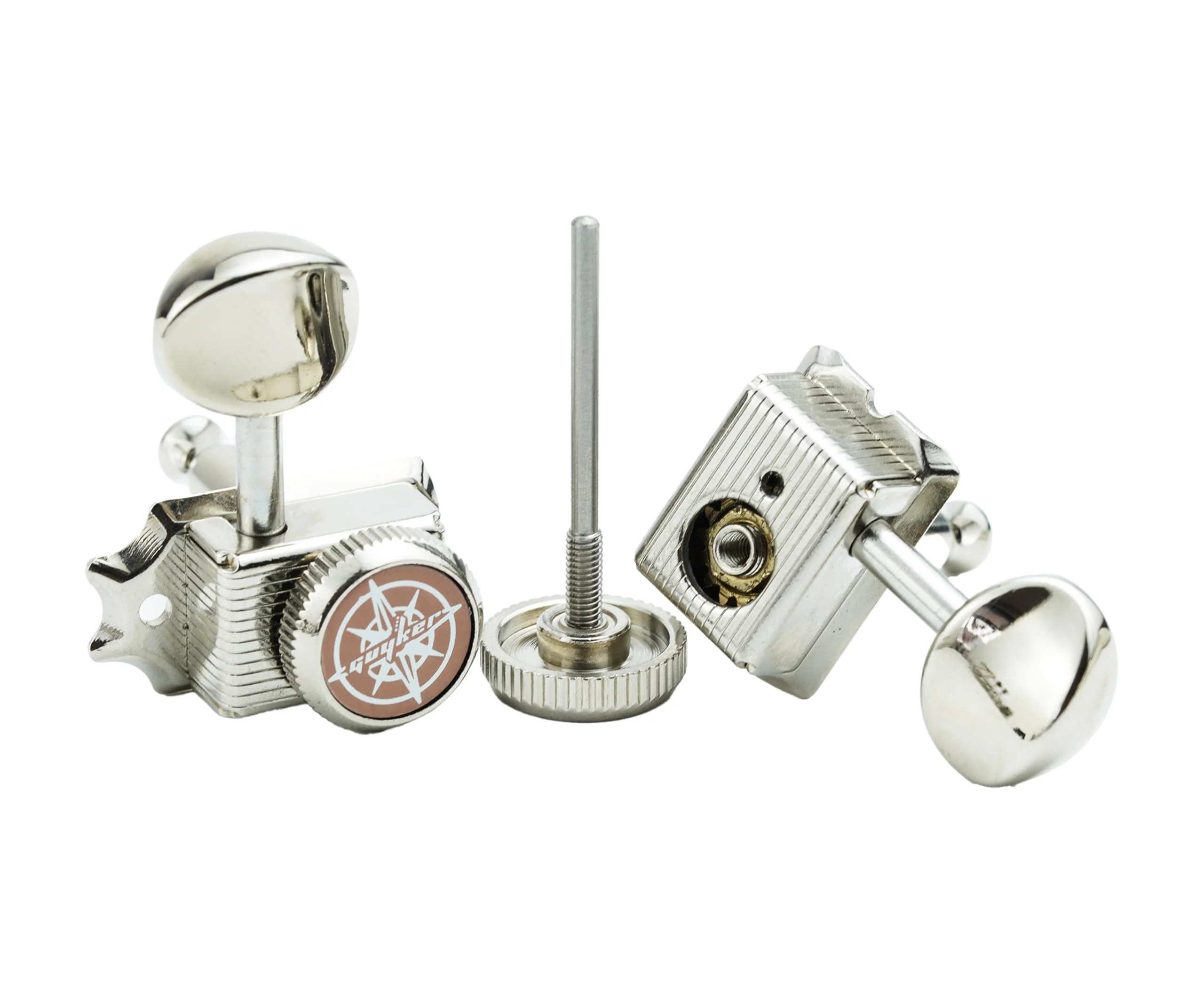 Guyker 6 Inline Vintage Guitar Lock String Tuners – Locking Tuning Key Pegs Machine Heads Replacement Parts for ST TL Style Electric, Folk or Acoustic Guitars – Nickel - Image 5