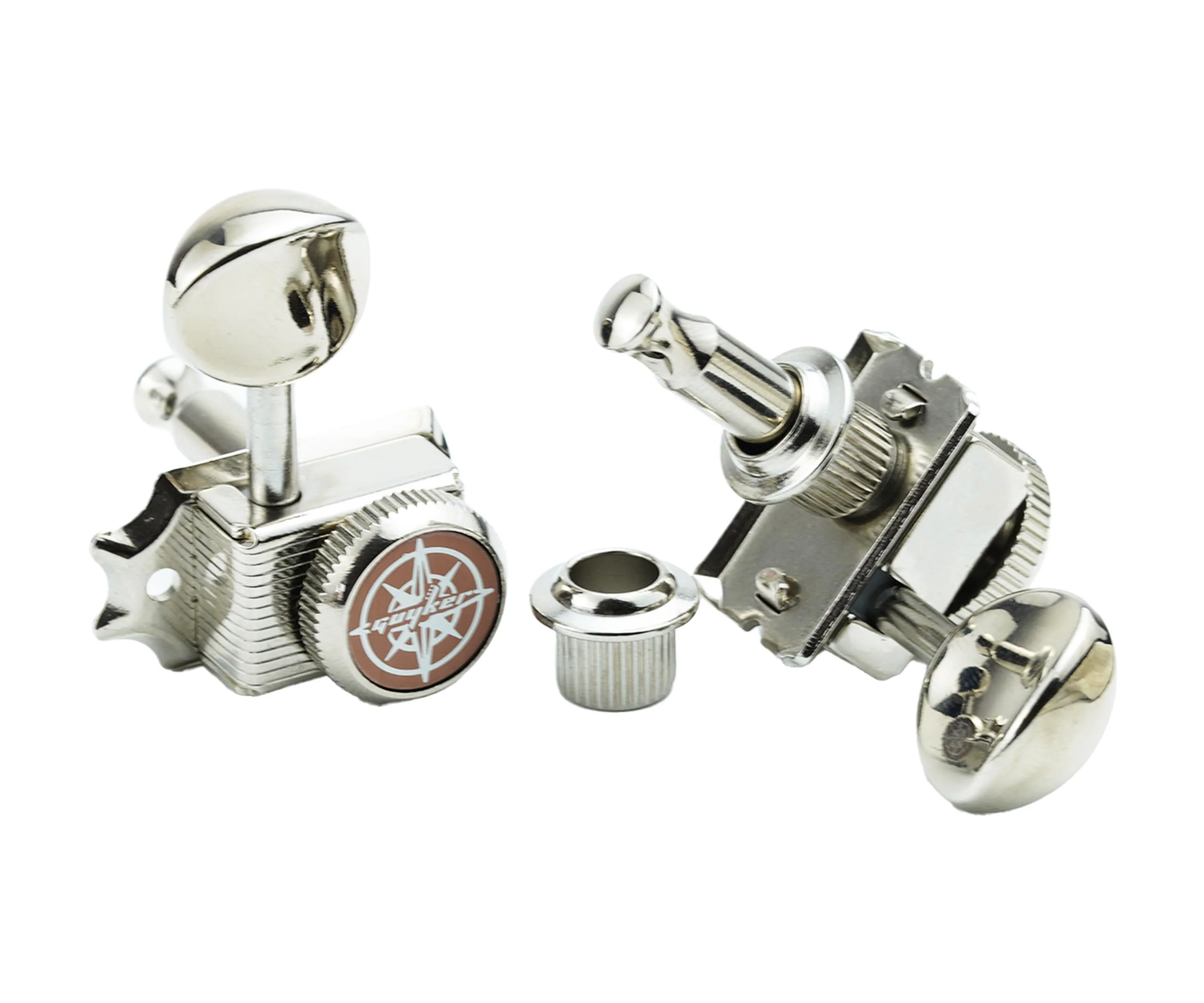 Guyker 6 Inline Vintage Guitar Lock String Tuners – Locking Tuning Key Pegs Machine Heads Replacement Parts for ST TL Style Electric, Folk or Acoustic Guitars – Nickel - Image 6