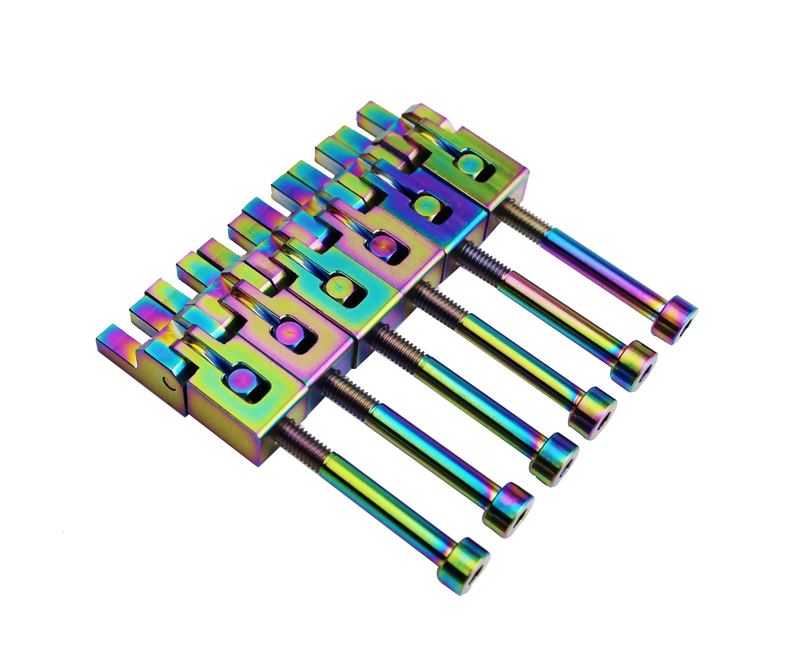 Guyker 6 Strings Guitar Bridge Saddles - Steel Saddles Genuine Replacement Compatible with Floyd Rose FR Tremolo System - Chameleon rainbow - Image 2