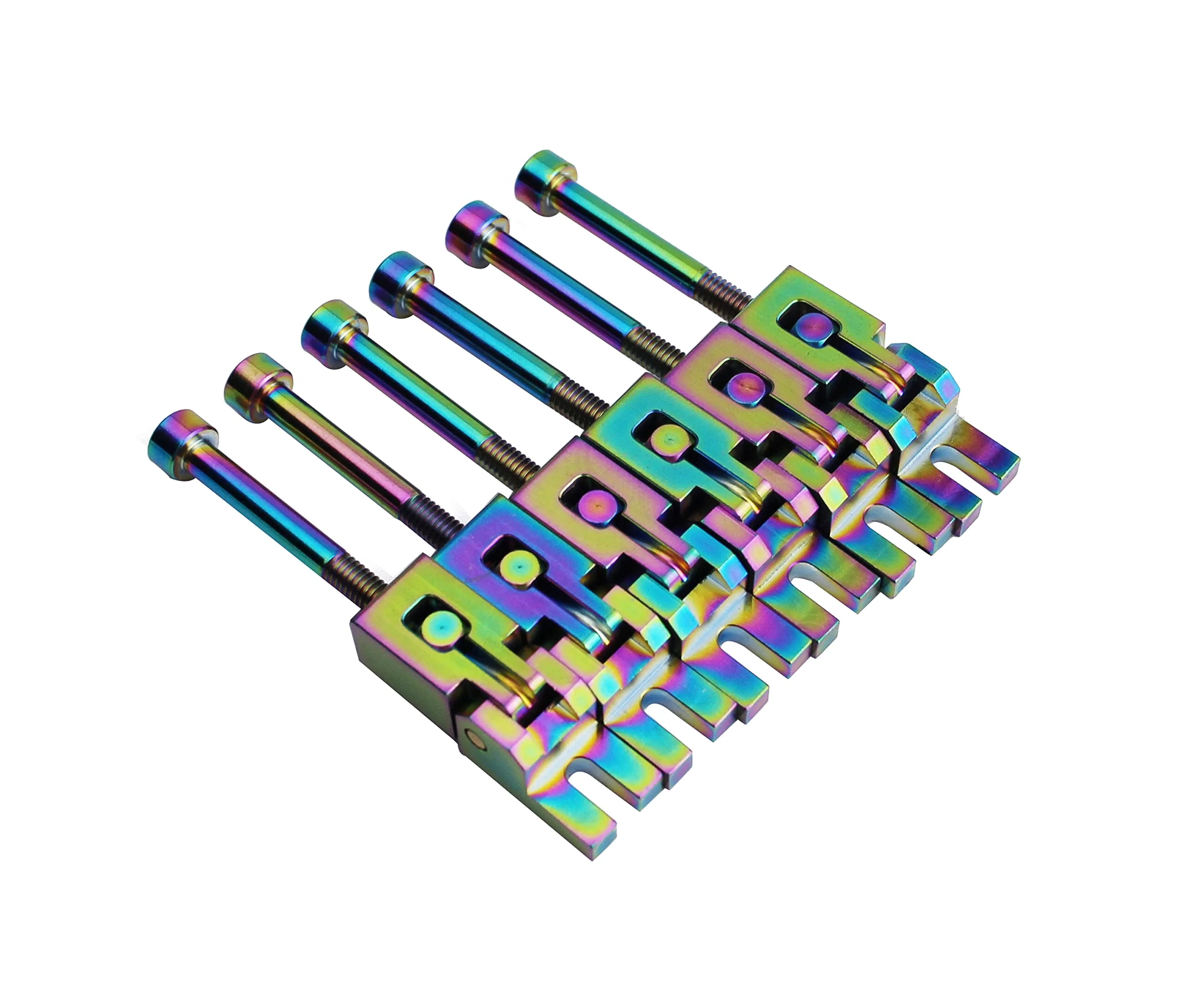 Guyker 6 Strings Guitar Bridge Saddles - Steel Saddles Genuine Replacement Compatible with Floyd Rose FR Tremolo System - Chameleon rainbow - Image 3