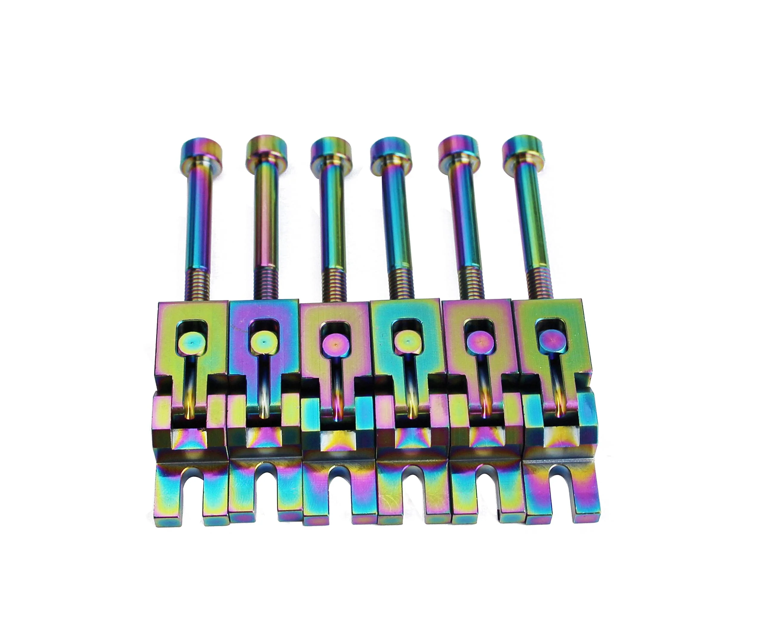 Guyker 6 Strings Guitar Bridge Saddles - Steel Saddles Genuine Replacement Compatible with Floyd Rose FR Tremolo System - Chameleon rainbow - Image 4