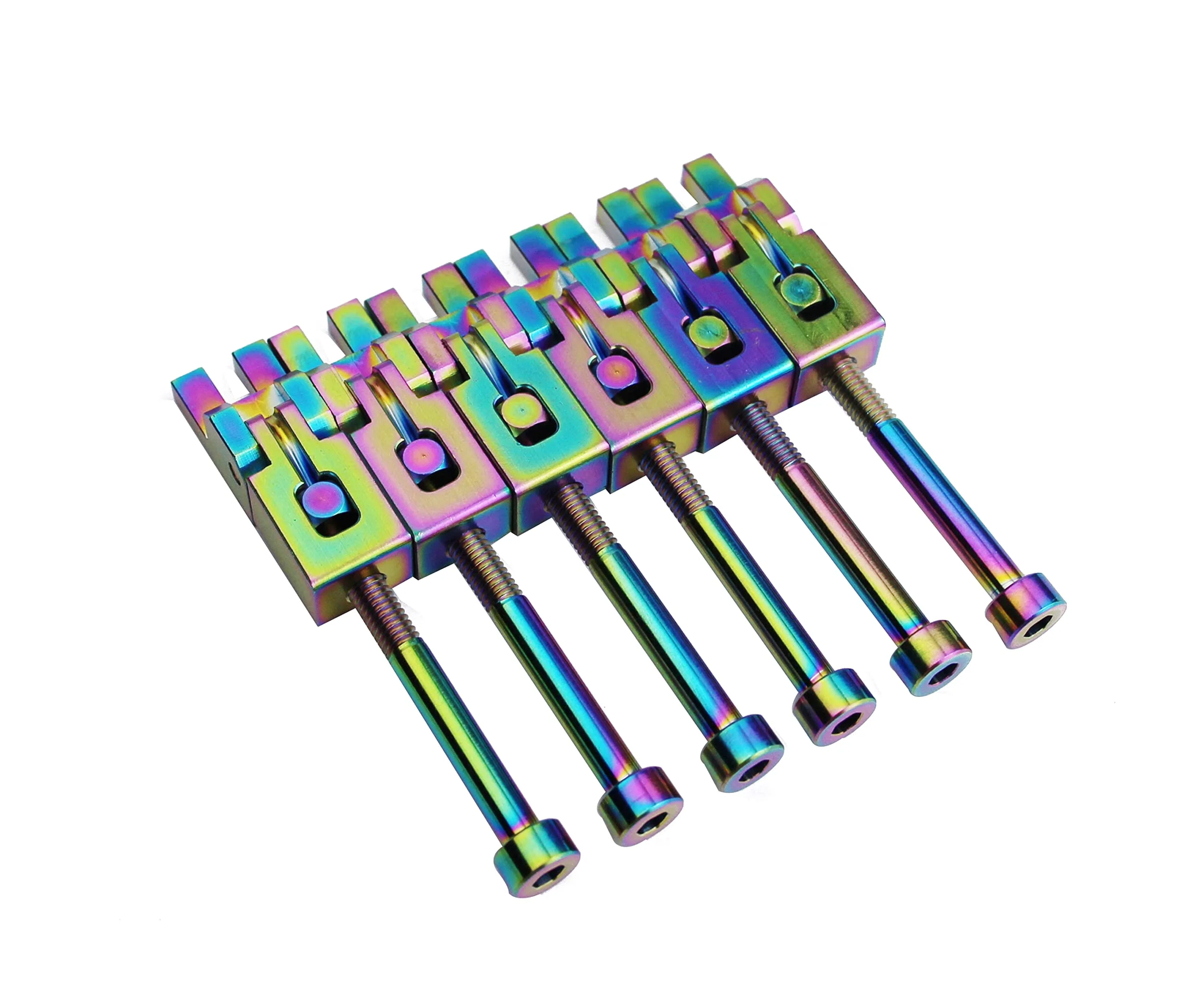 Guyker 6 Strings Guitar Bridge Saddles - Steel Saddles Genuine Replacement Compatible with Floyd Rose FR Tremolo System - Chameleon rainbow - Image 5