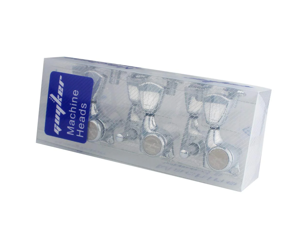 Guyker 6Pcs Guitar Locking Tuners (3L + 3R Handed) – 1:21 Lock String Sealed Tuning Key Pegs Machine Heads with Keystone Knob Replacement for LP, SG, TL Style Electric or Acoustic Guitars – Chrome Chrome - Ratio 1:21 - Image 5