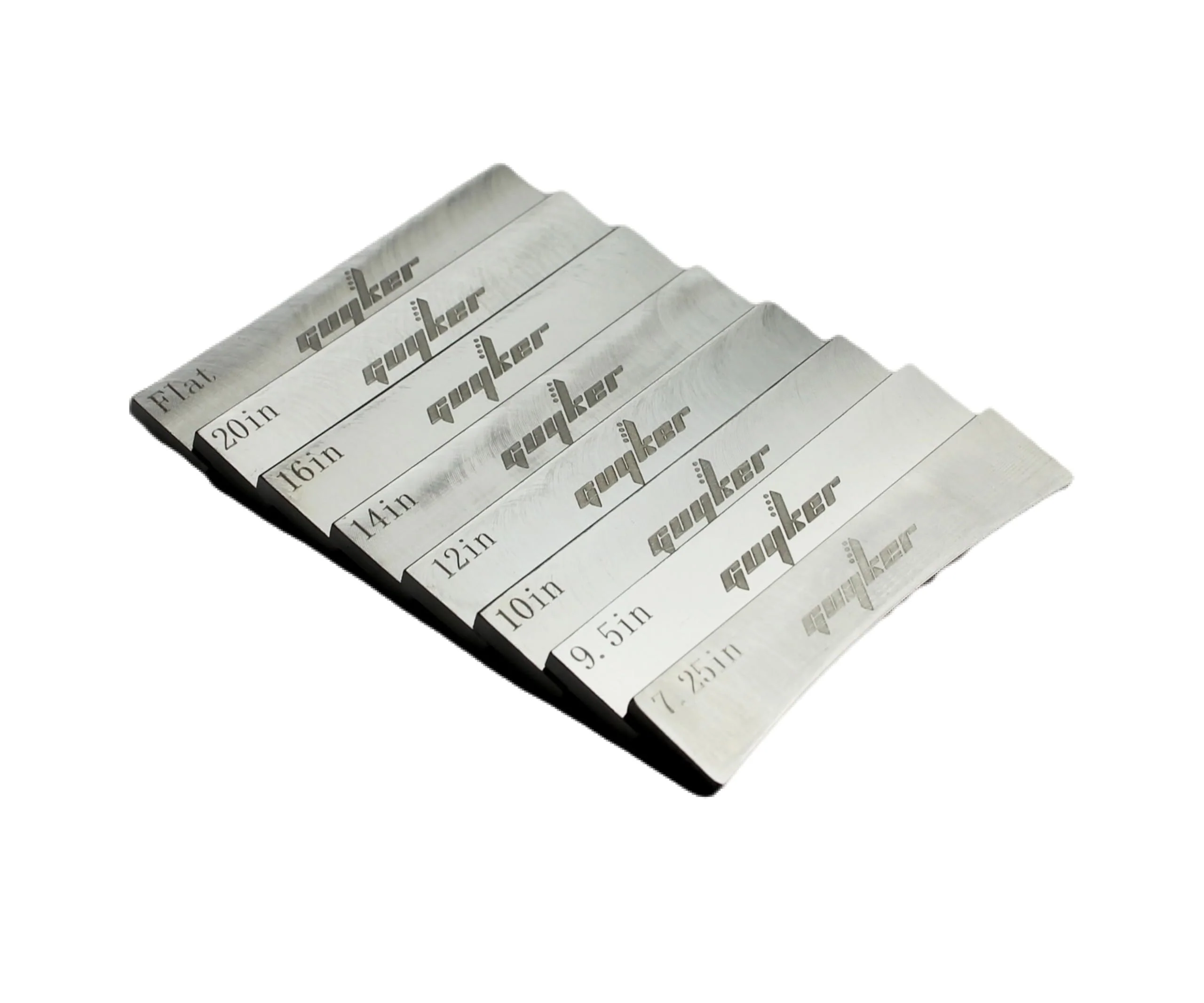 Guyker 8Pcs Flat, 7.25, 9.5, 10, 12, 14, 16, 20 Radius Guitar Fret Press Insert, 304 Stainless Steel Machine Pressure Fingerboard Radian Fret Insert for Acoustic Electric Guitar Bass Luthier DIY Tool flat/7.25/9.5/10/12/14/16/20 inch, 8pcs - Image 2
