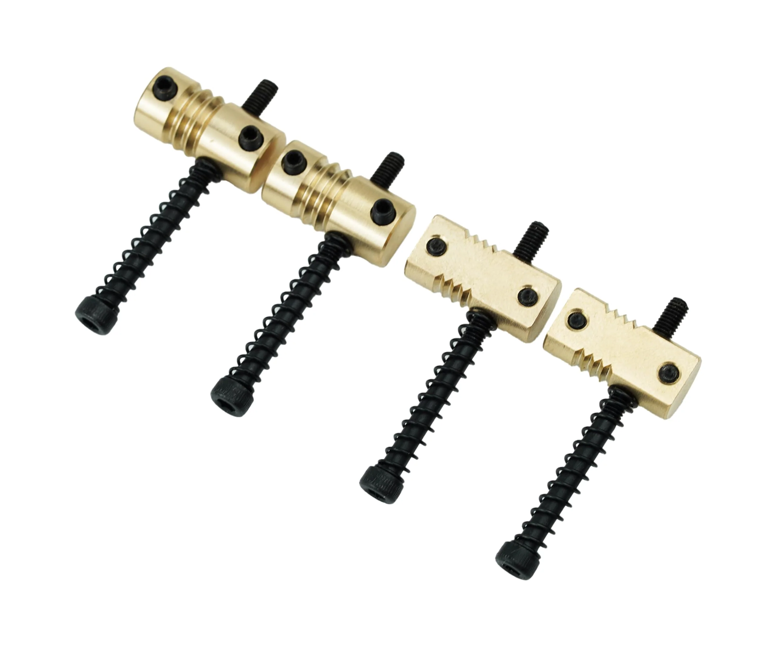 Guyker Bass Bridge Saddles, String Pitch 19mm Brass Compensated Saddles with Wrench Replacement Part (Set of 4, Gold) - Image 3