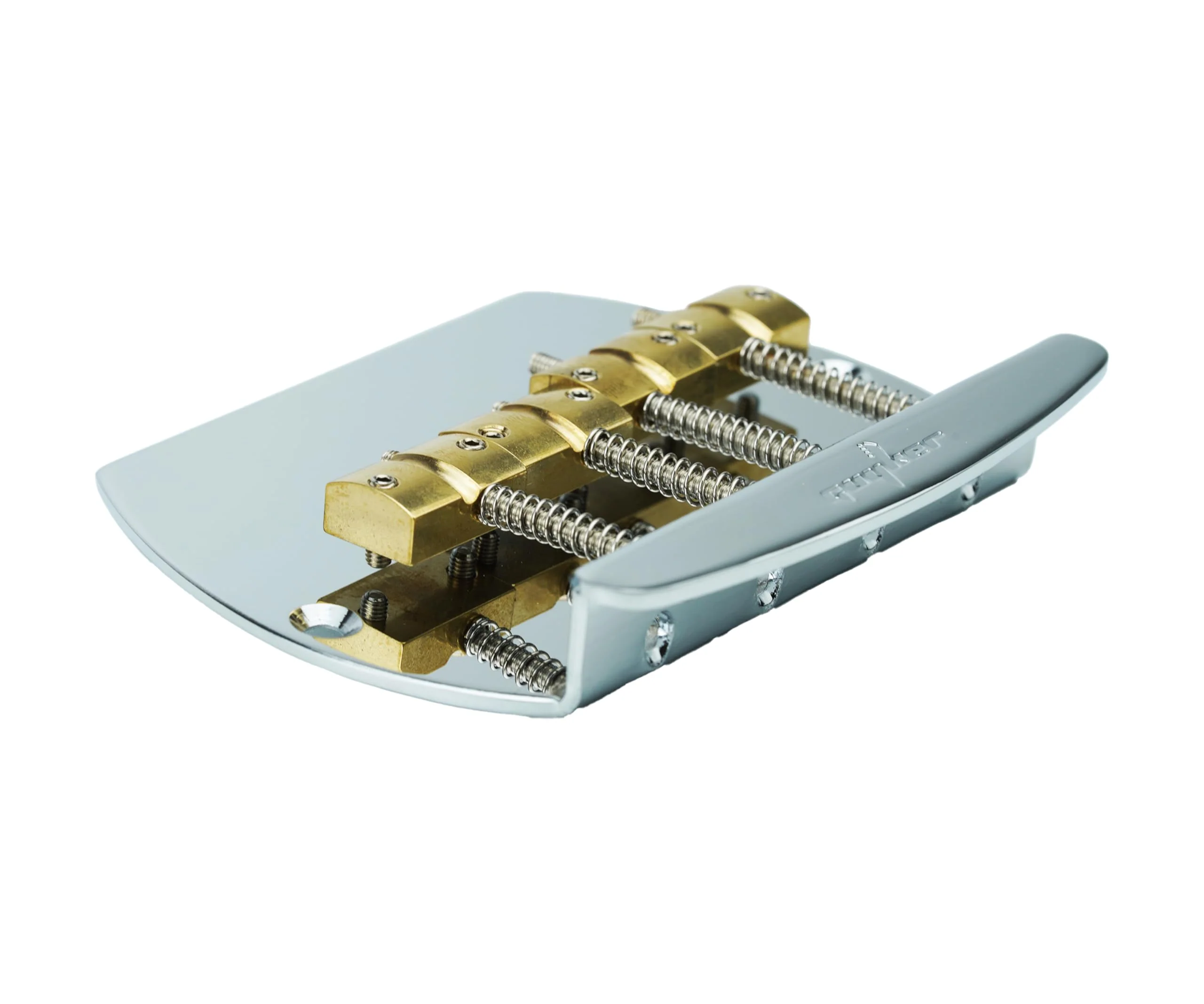Guyker Bass Bridge String Spacing 19.3mm, 4 String Fixed Bass Bridge with Solid Brass Saddle & Iron Plate (GB1007, Chrome) - Image 5