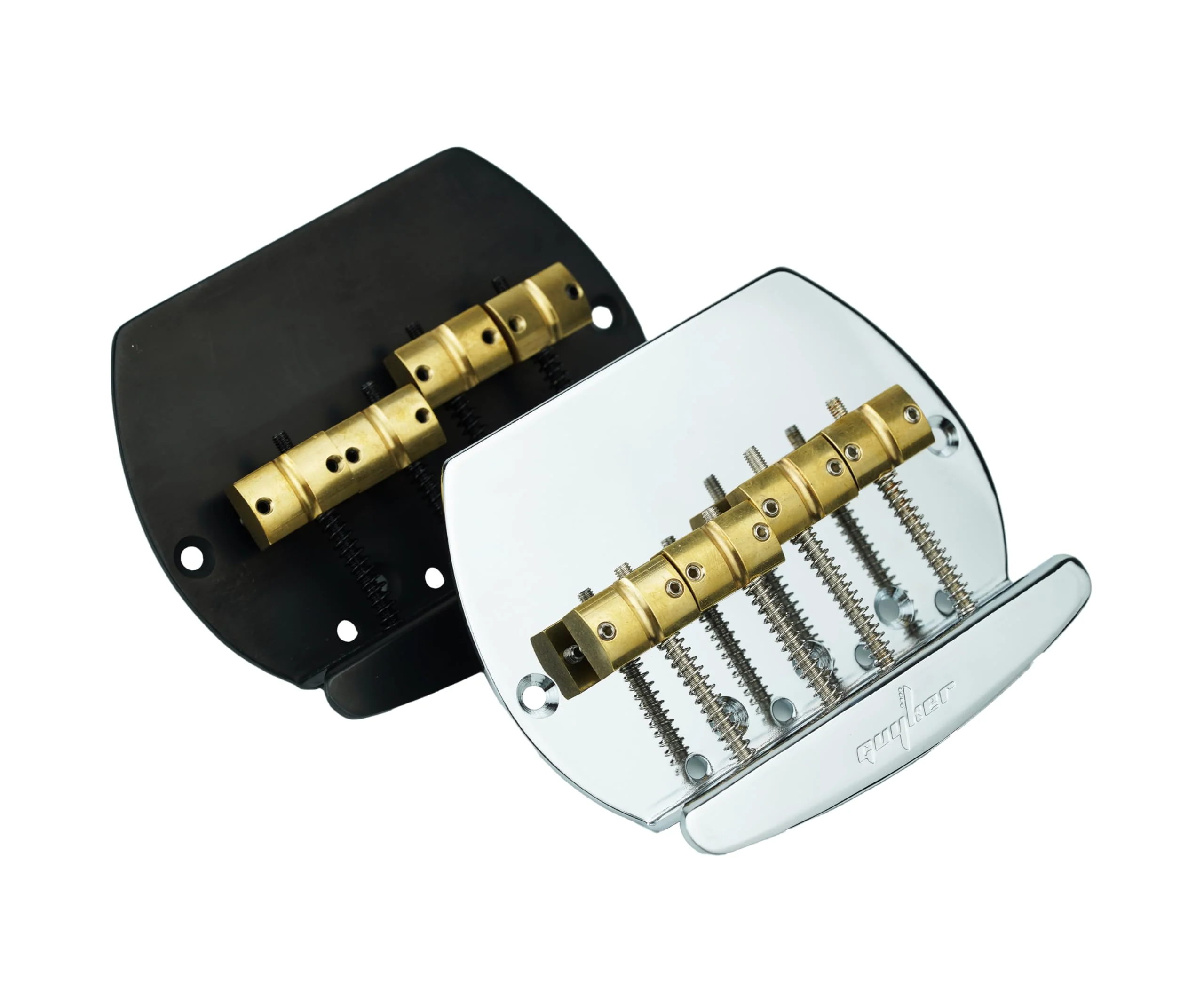 Guyker Bass Bridge String Spacing 19.3mm, 4 String Fixed Bass Bridge with Solid Brass Saddle & Iron Plate (GB1007, Chrome) - Image 6