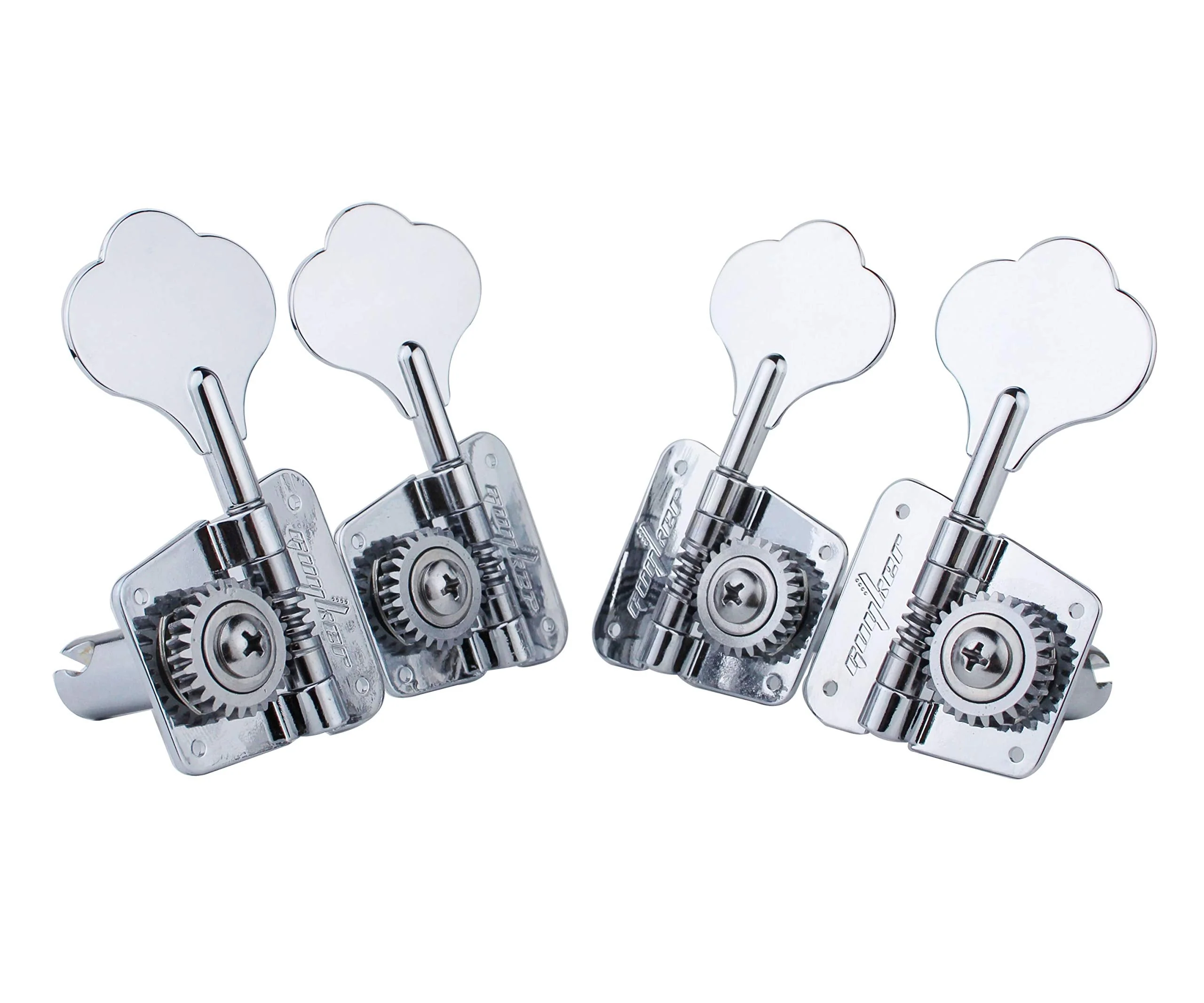 Guyker Bass Tuners (2R + 2L) - 1:20 Ratio Open Gear Tuning Key Pegs Machine Head Replacement for Electric Jazz Guitar Bass or Precision Instruments - GK530 Chrome 2R + 2L - Image 2