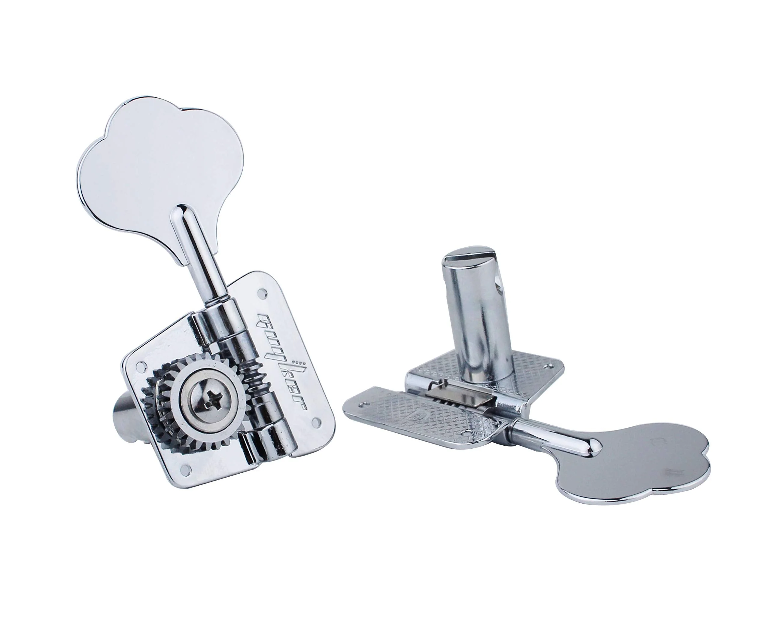Guyker Bass Tuners (2R + 2L) - 1:20 Ratio Open Gear Tuning Key Pegs Machine Head Replacement for Electric Jazz Guitar Bass or Precision Instruments - GK530 Chrome 2R + 2L - Image 3