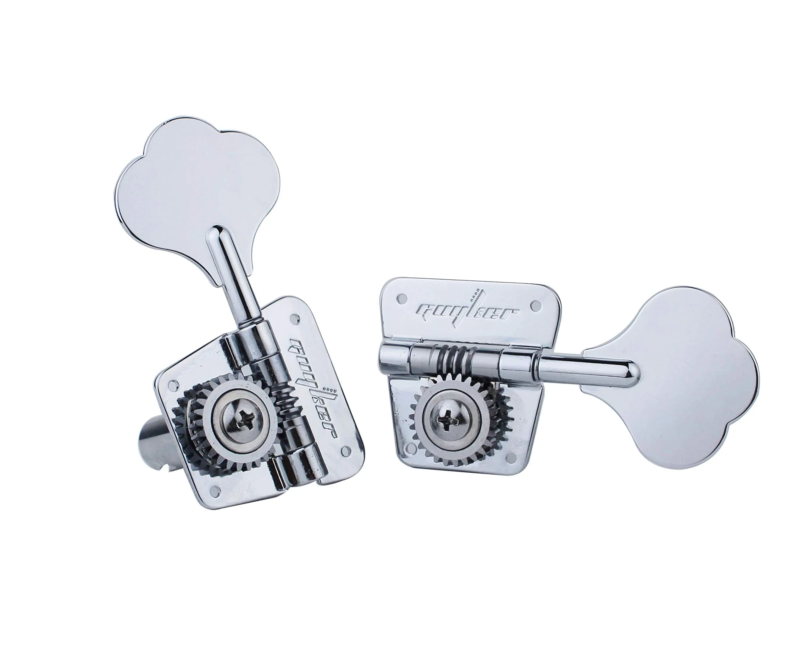 Guyker Bass Tuners (2R + 2L) - 1:20 Ratio Open Gear Tuning Key Pegs Machine Head Replacement for Electric Jazz Guitar Bass or Precision Instruments - GK530 Chrome 2R + 2L - Image 4