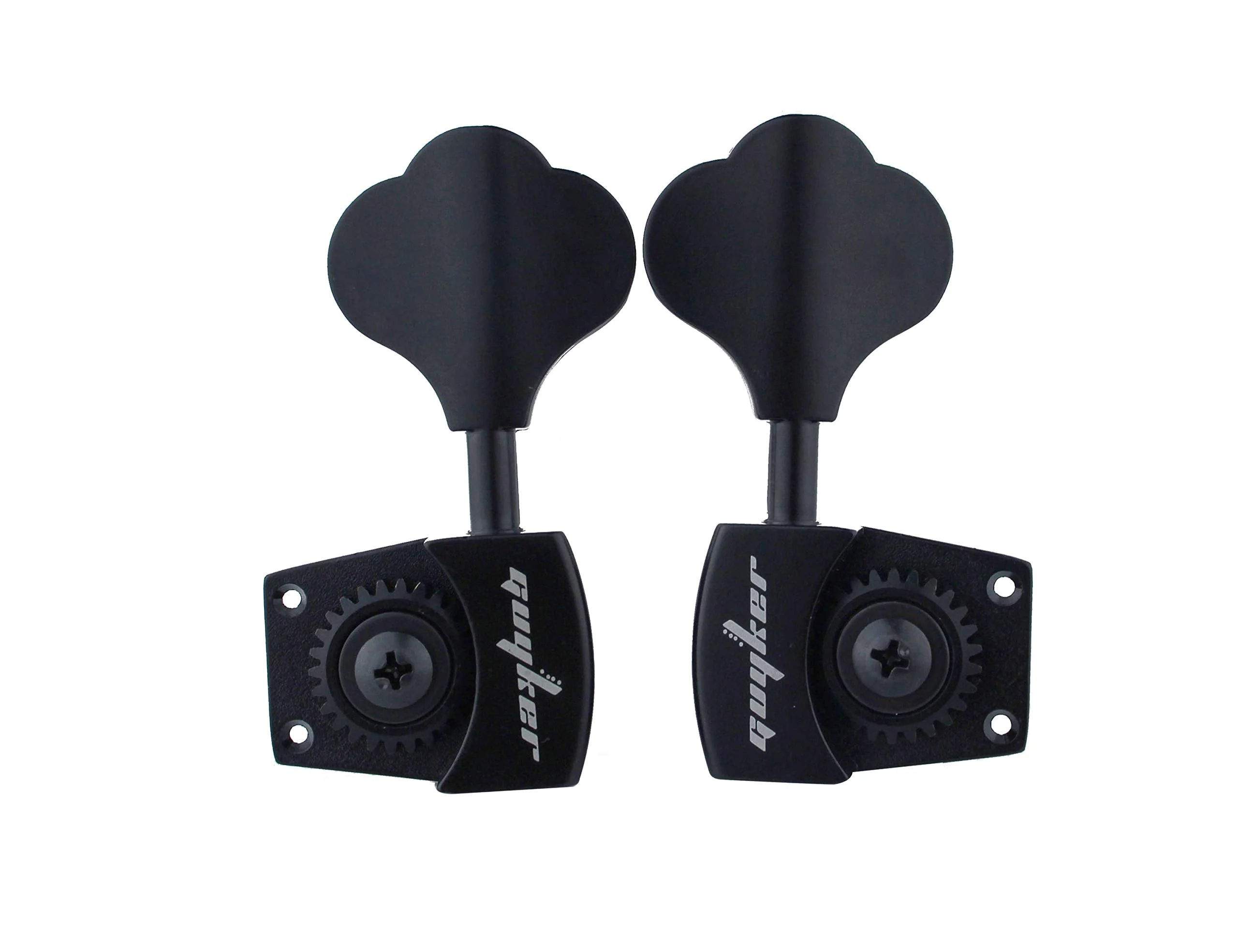 Guyker Bass Tuners (2R + 2L) - 1:26 Ratio Open Gear Tuning Key Pegs Machine Head Replacement for Electric Jazz Guitar Bass or Precision Instruments - Black 2R + 2L - Image 2
