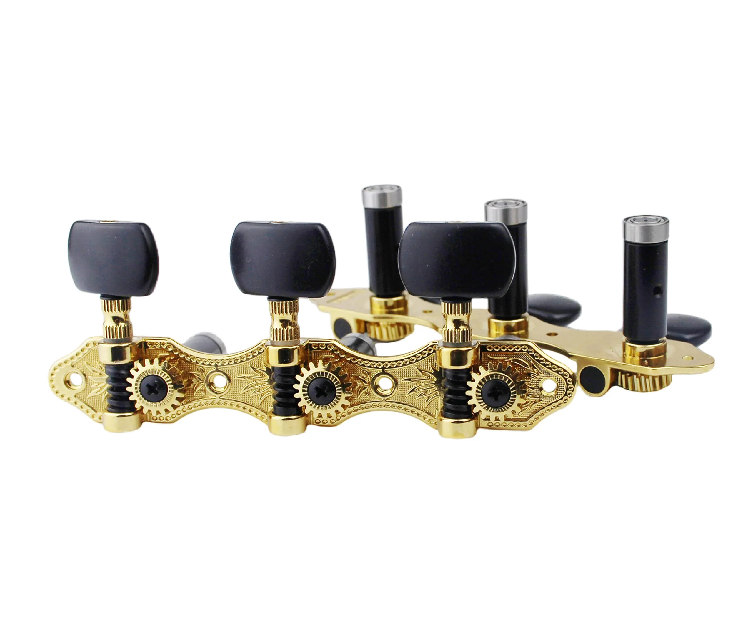 Guyker Classical Guitar Tuners, 1:18 Ratio Open Frame Style Acoustic Guitar Tuning Keys Steel String Pegs Machine Heads 2 Planks (3+3) (Gold, Black Button) Gold, Black Button - Image 4
