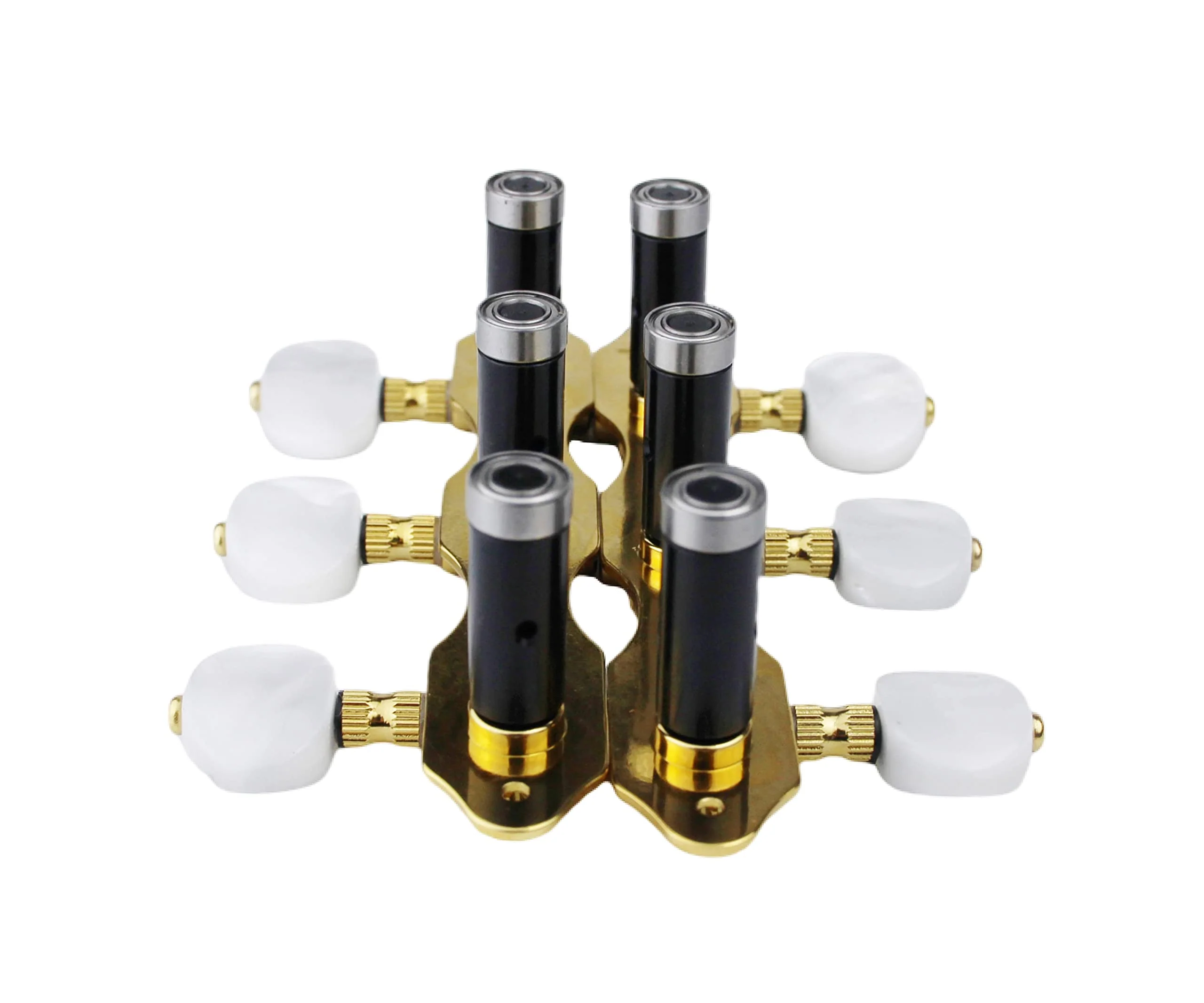 Guyker Classical Guitar Tuners, 1:18 Ratio Open Frame Style Acoustic Guitar Tuning Keys Steel String Pegs Machine Heads 2 Planks (3+3) (Gold, Oval White Jade Button) - Image 3