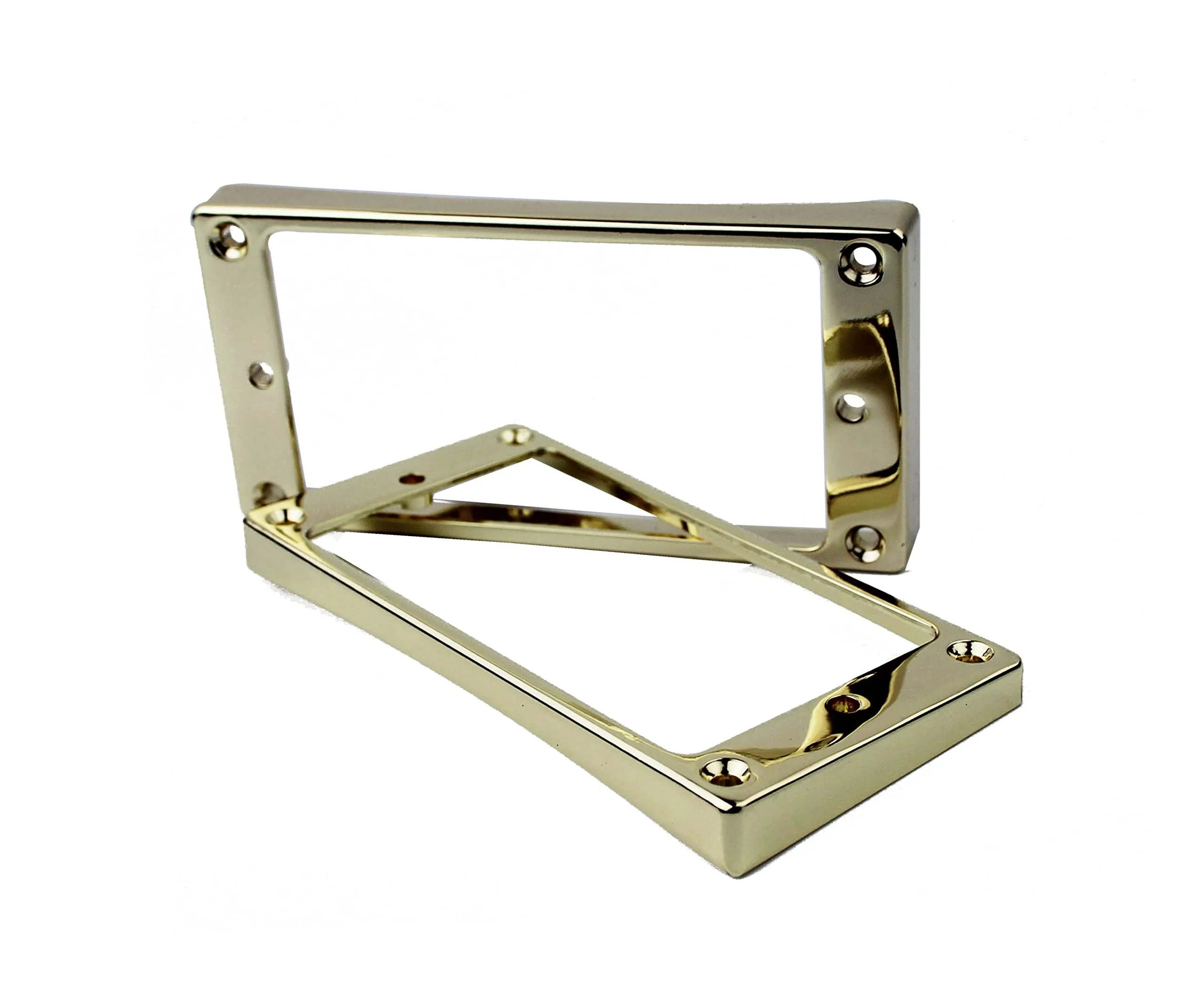 Guyker Curved Bottom Metal Humbucker Pickup Mounting Ring Set - Bridge and Neck Pickups Cover Frame Replacement Compatible with Les Paul LP Style Electric Guitar or Precision Bass(2PCS, Golden) - Image 2