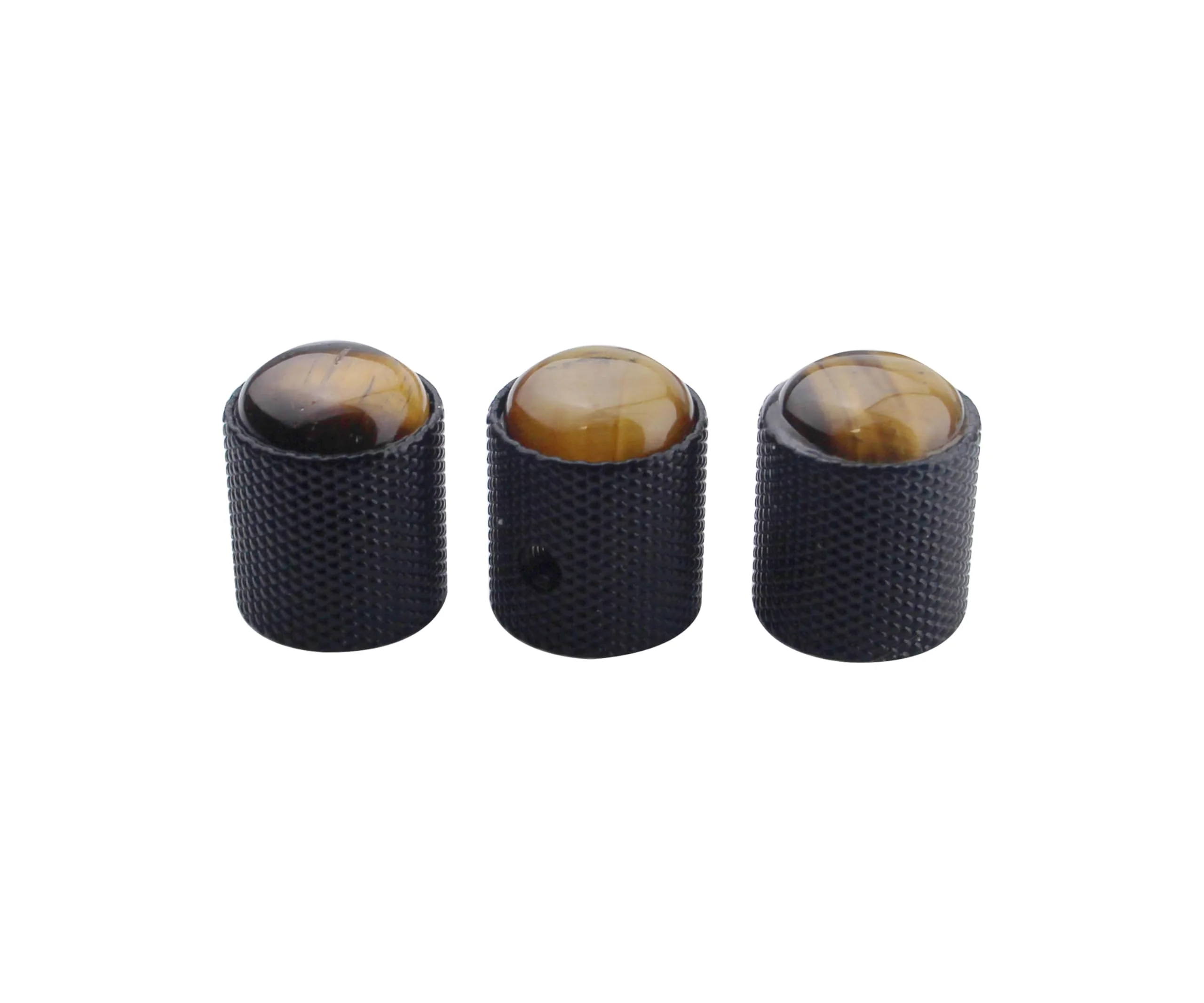 guyker Dome Guitar Bass Potentiometer Control Knobs with 6mm Dia. Shaft Pots - 3PCS Zinc Alloy Bell Speed Tone Volume Knob Replacement Part, (Tiger-Eye Top, Black) Tiger-Eye Top - Image 2