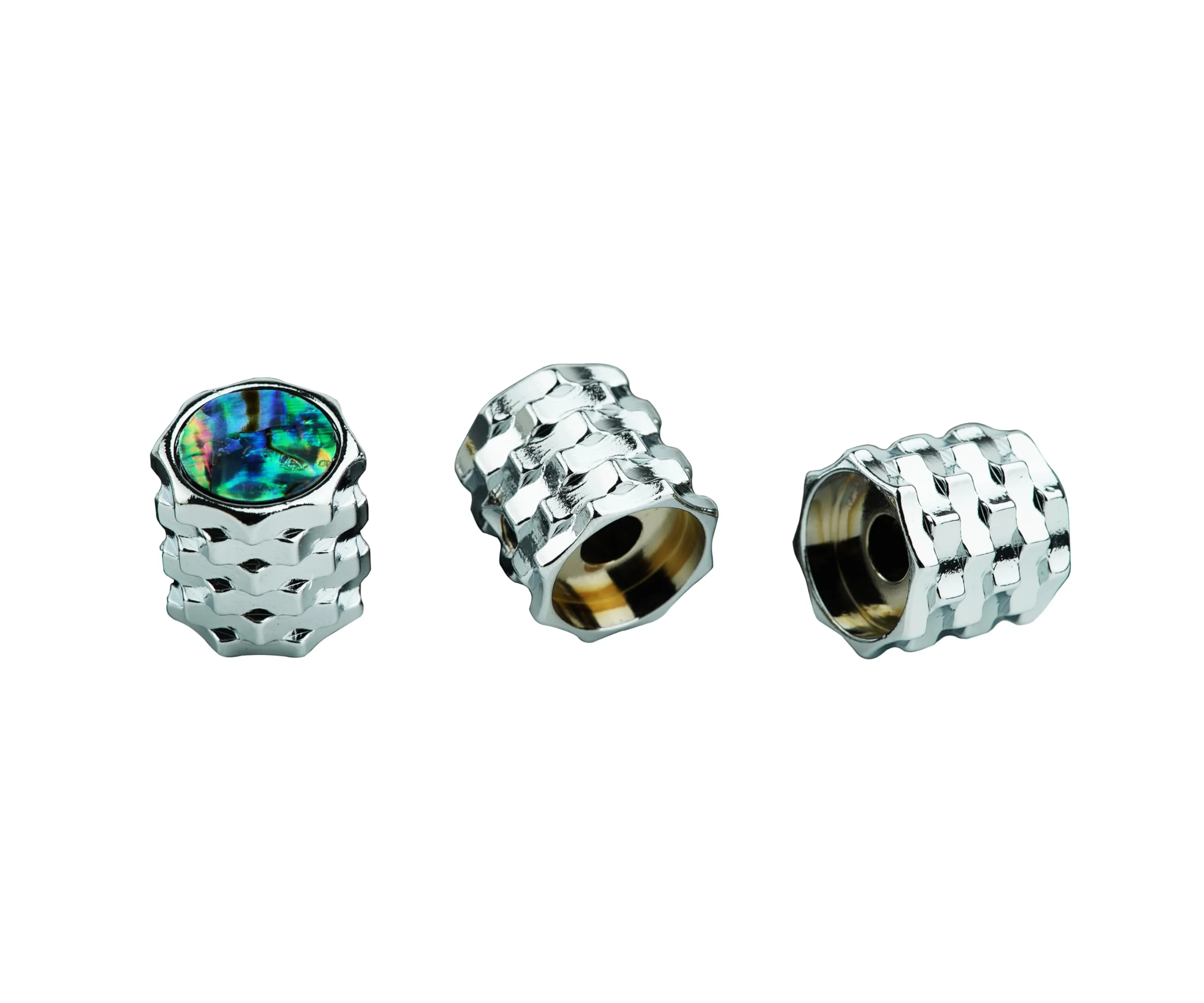 Guyker Guitar Bass Potentiometer Control Knobs with 6.3mm Dia. Shaft Pots - 3PCS Brass Dome Speed Tone Volume Switch Knob with Abalone Top Replacement Part, CKB028 Chrome Chrome, 3 Piece - Image 2