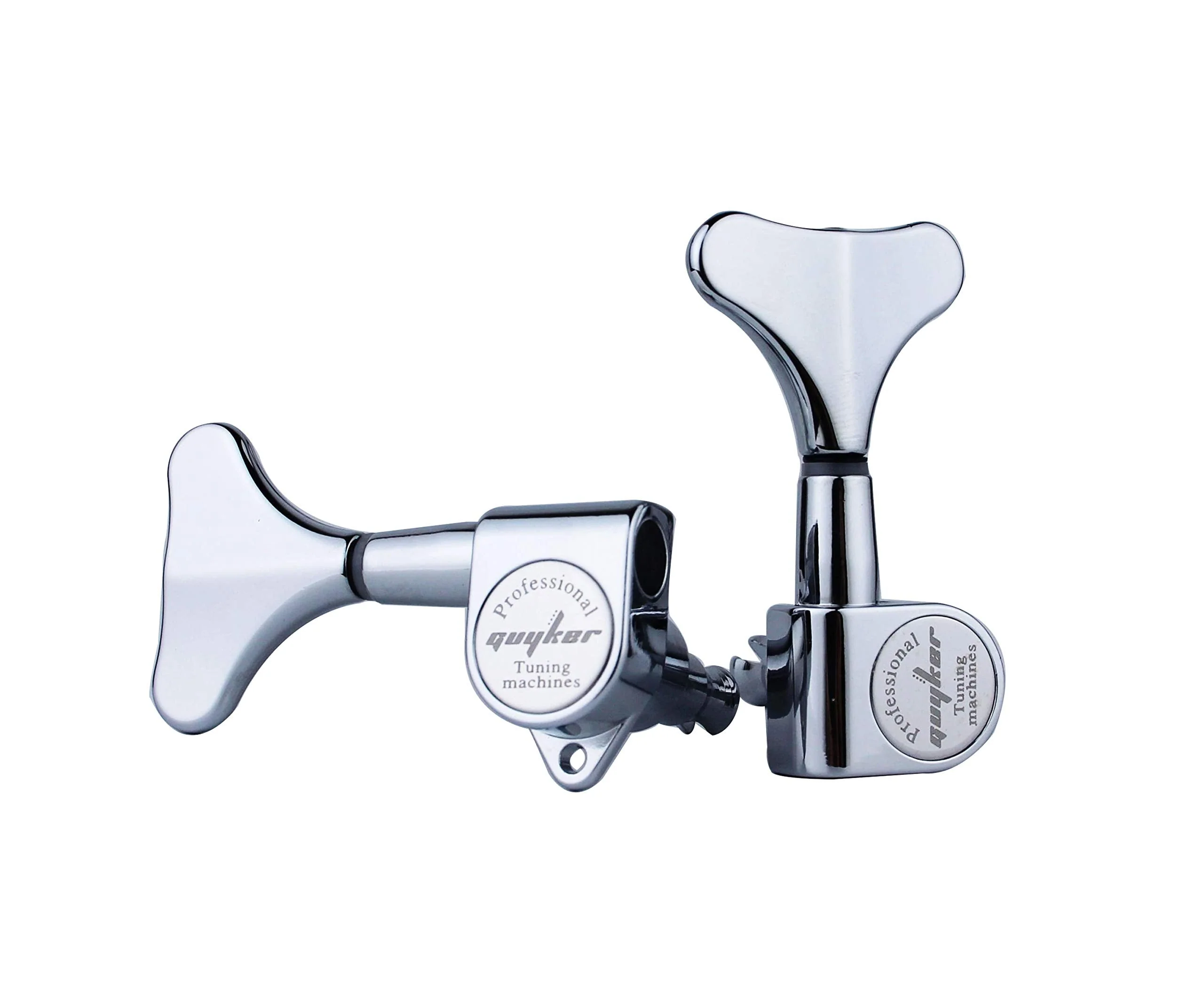 Guyker Guitar Bass Tuners (2R + 2L) - 1:17 Ratio Headstock Sealed Tuning Key Pegs Machine Head Replacement for Electric Jazz Bass or Precision Instruments - Chrome 2R + 2L - Image 3