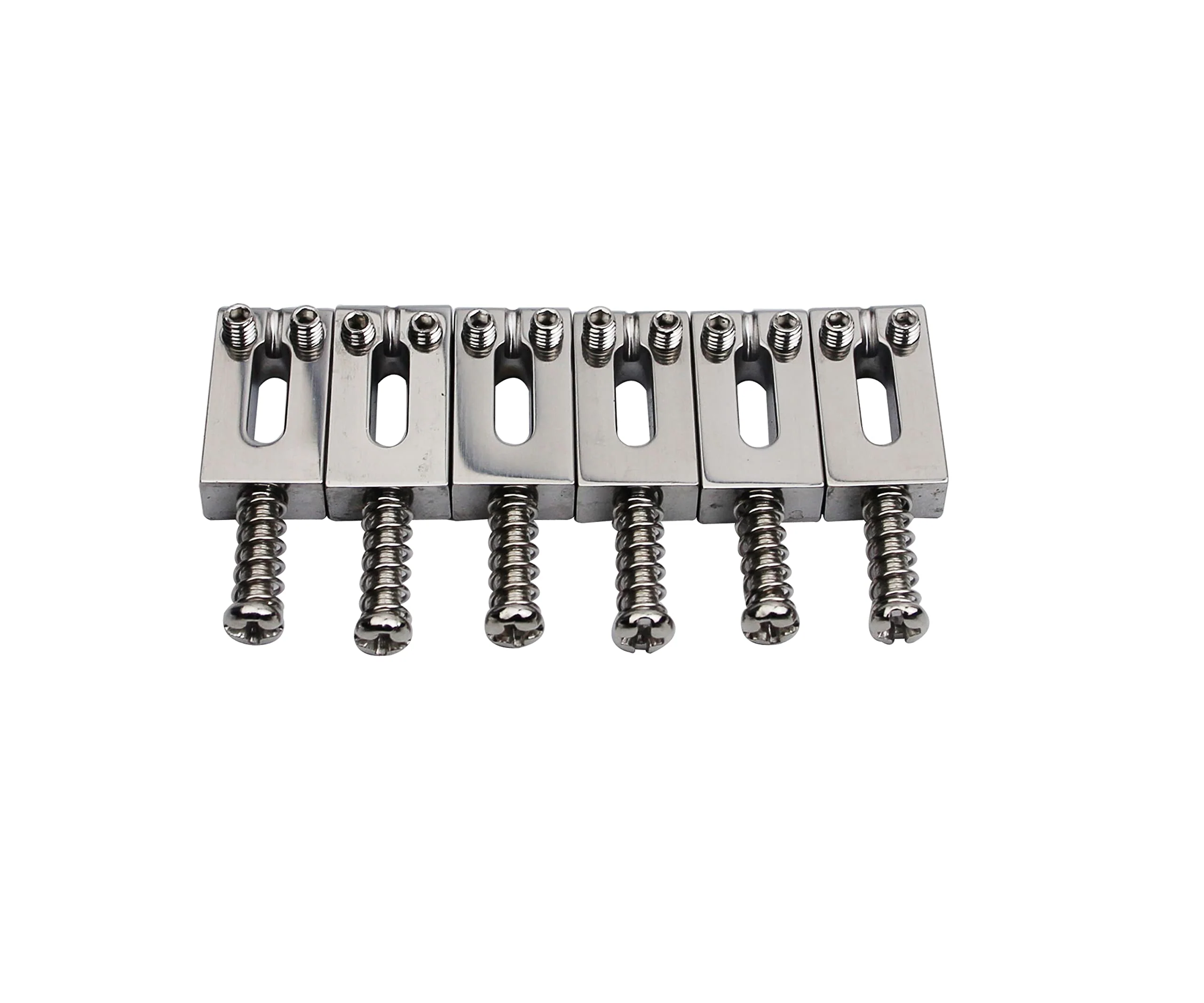 Guyker Guitar Bridge Saddles (Set of 6) - 10.5MM Stainless Steel Polished Modern Guitar Tremolo Bridge Saddles Compatible with Strat ST Electric Guitar 10.5mm, 6 Piece - Image 4