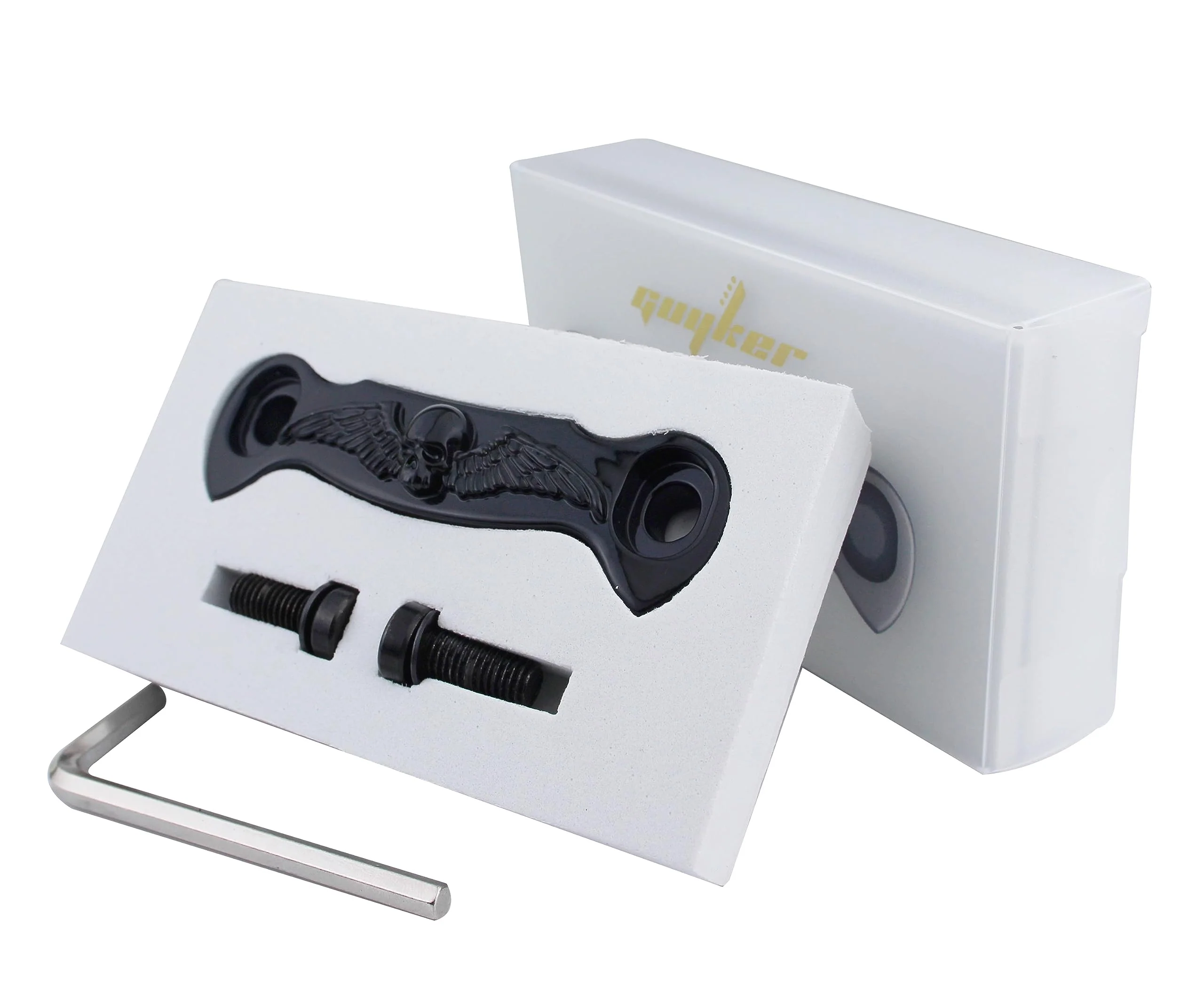 Guyker Guitar Bridge Stop Bar Tailpiece String Spacing 10.6mm Skeleton Wings with Studs Replacement for EPI LP SG Style Electric Guitar (GS009, Black) GS009, Black - Image 3
