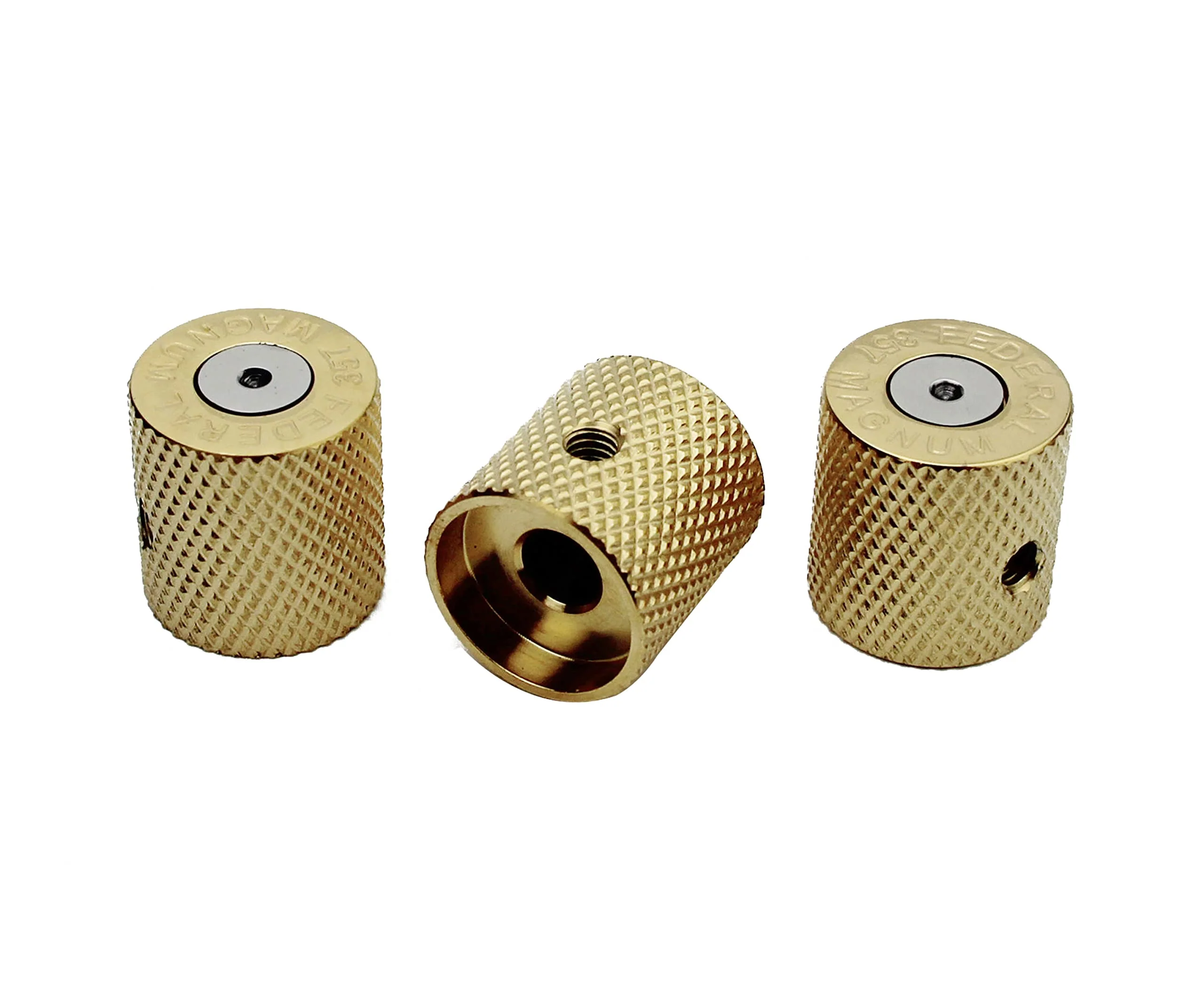 Guyker Guitar Knobs with 6mm Dia. Shaft Pots - Brass Bullet Case Style Tone and Volume Control Potentiometer Knob Replacement for Precision Electric Guitar or Bass (3 Piece, Golden) - Image 2