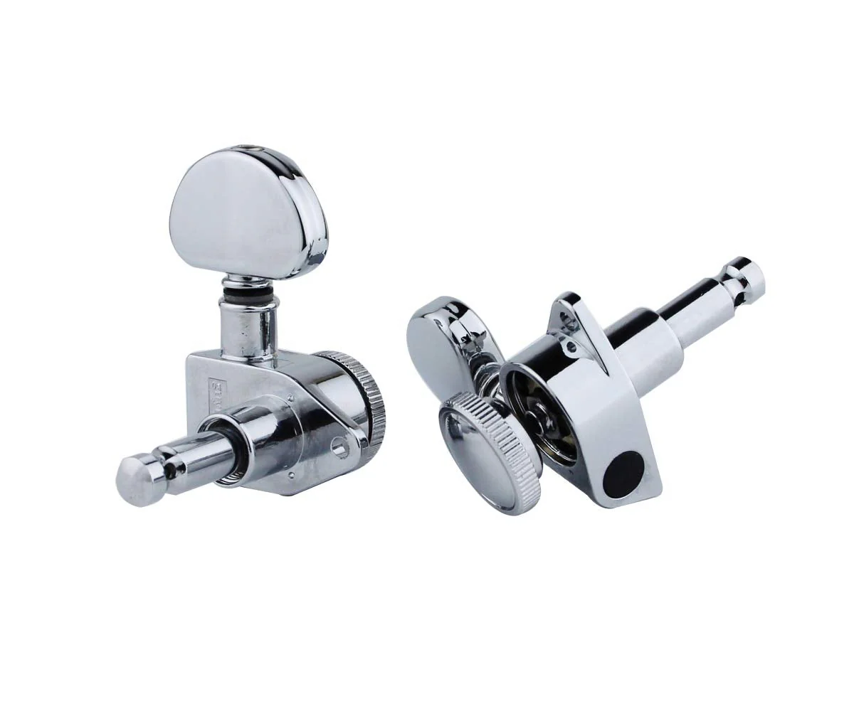 Guyker Guitar Locking Tuners (3L + 3R) - 1:21 High End Roto-Grip Rotomatic Lock String Tuning Key Pegs Machine Head with Big Handle Replacement - Chrome - Image 3