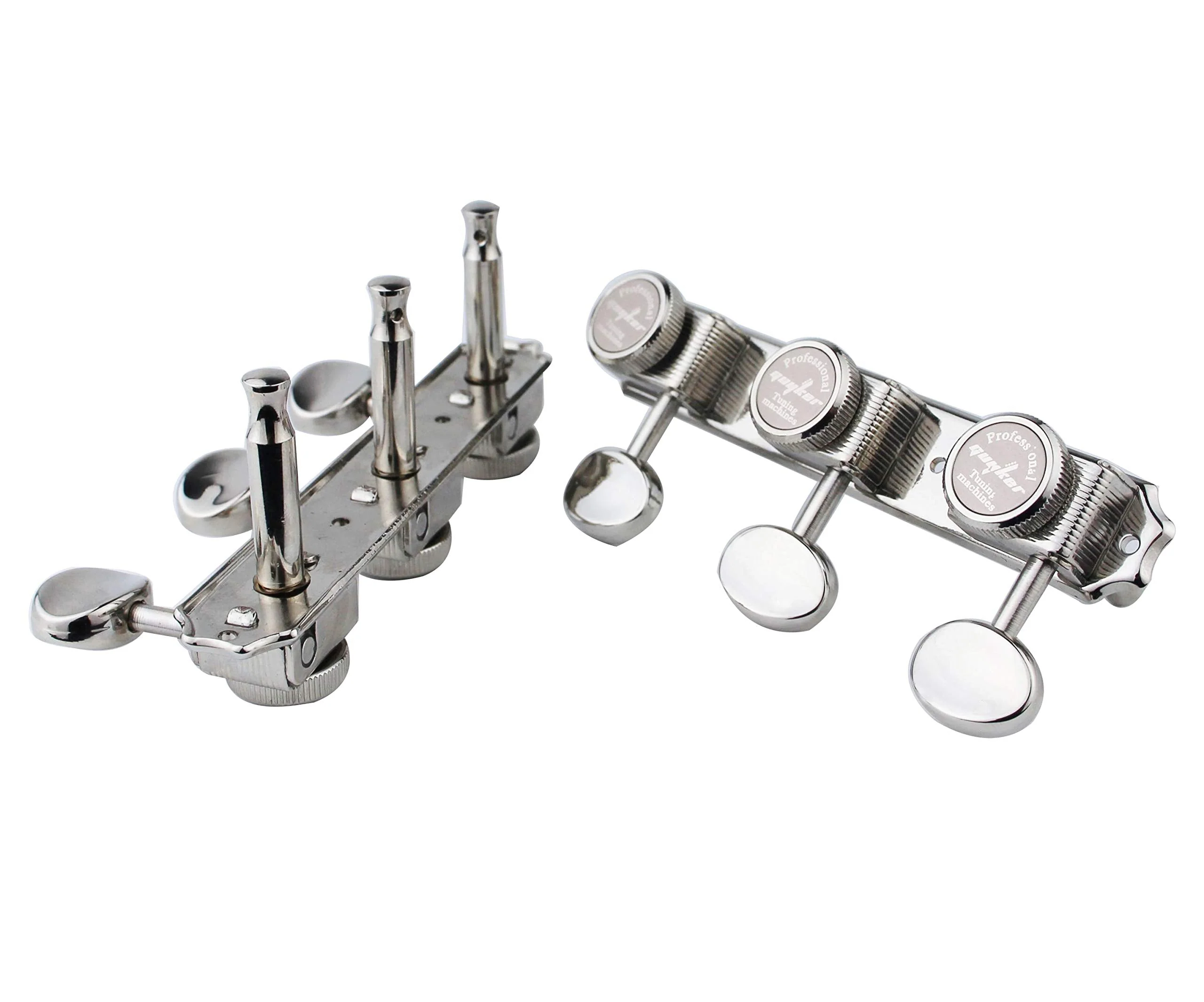 Guyker Guitar Locking Tuners on a Plate 3R-3L – Vintage Style Lock String Tuning Key Pegs Machine Heads Replacement, Nickel - Image 2